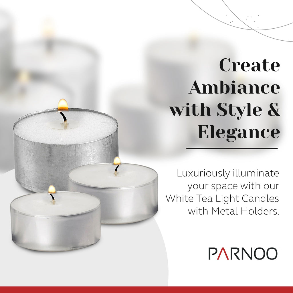 250 Pack Tealight Candles in Metal Cups - Clean, White Unscented Tealight with 3 Hour Long Burning Time - Votive Candles Bulk for Romantic Dinner, Weddings, Spa & Hotels