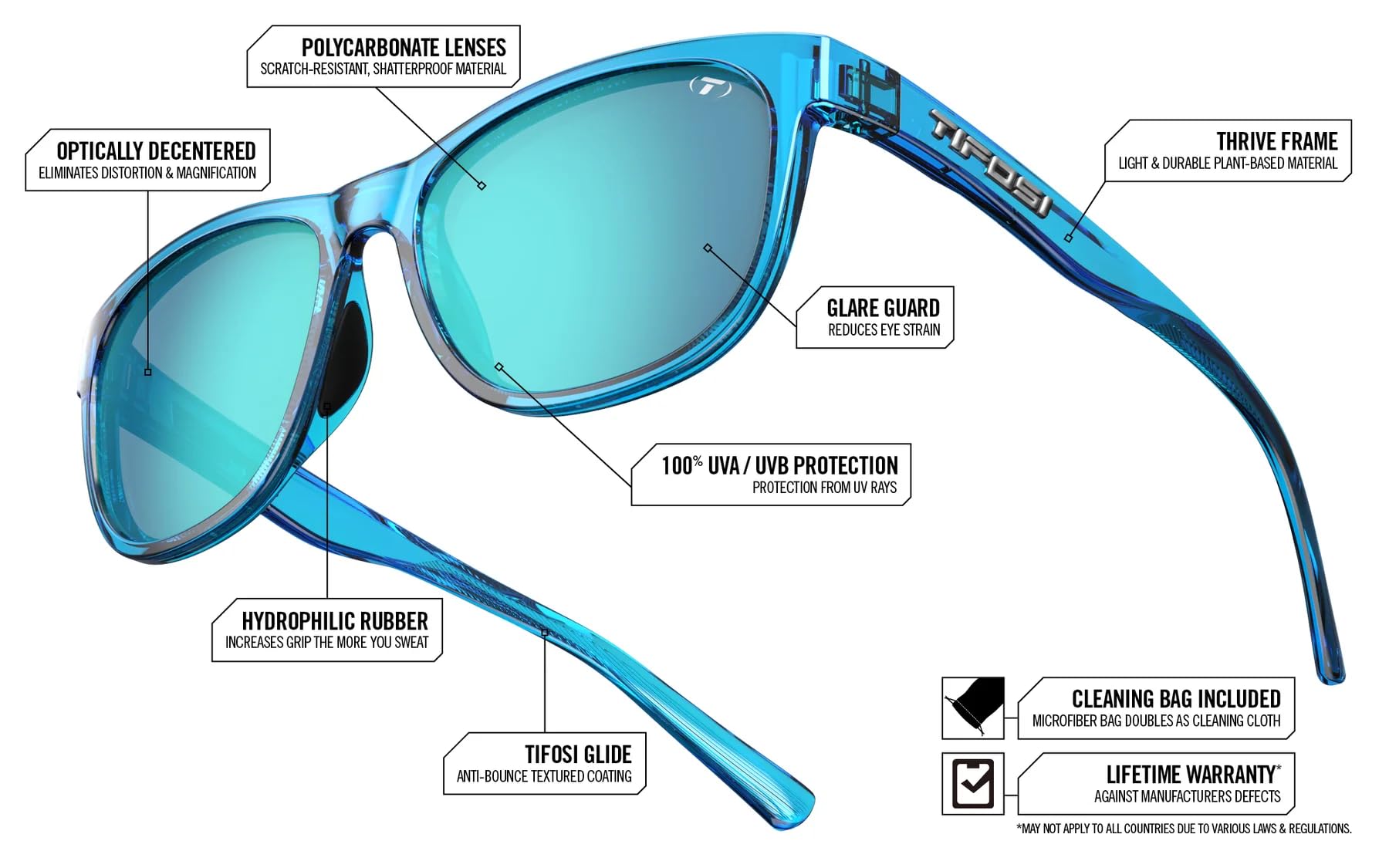 Tifosi Swank Sport Sunglasses - Tangle Free - Ideal For Cycling, Golf, Hiking, Pickleball, Running and Great Lifestyle Look
