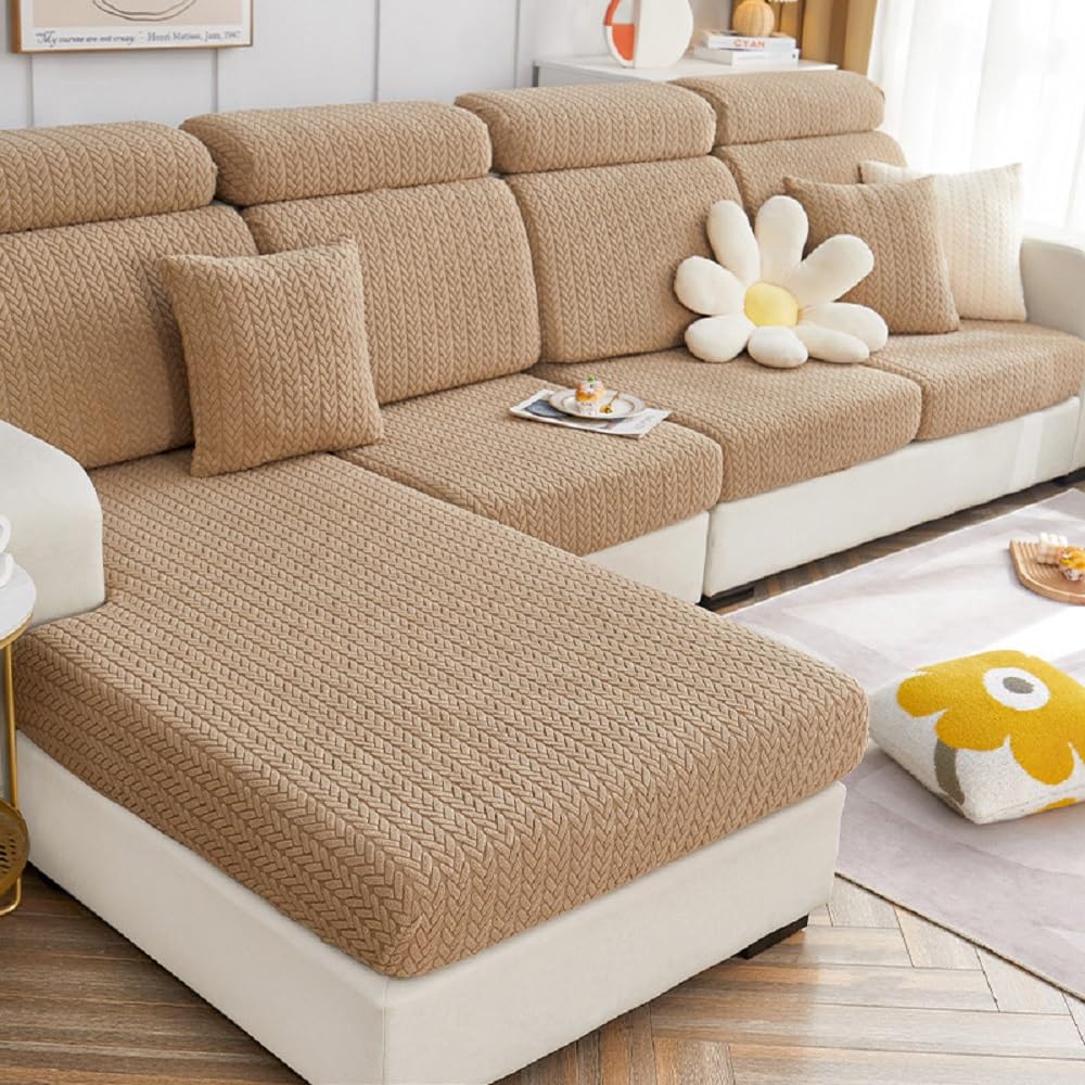 Yoovat Sofa Covers Soothing Home Sofa Covers Sofa Hero Covers Couch Cushion Covers for Dogs Stretch Couch Covers Slipcovers for Couches and Sofas (Wheat-Blue,Large Single Seat Cover)