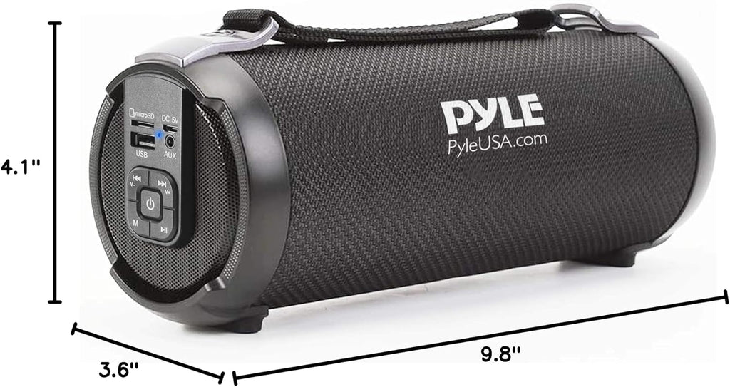 Pyle Portable Bluetooth Speaker - IPX5 Waterproof, Multi-Color LED, TWS Stereo Pairing, USB/AUX/FM, 20W Peak Power, 5H Battery, Built-In Mic, Shockproof ABS Design - Outdoor, Travel, Home - PBTPSP20BK