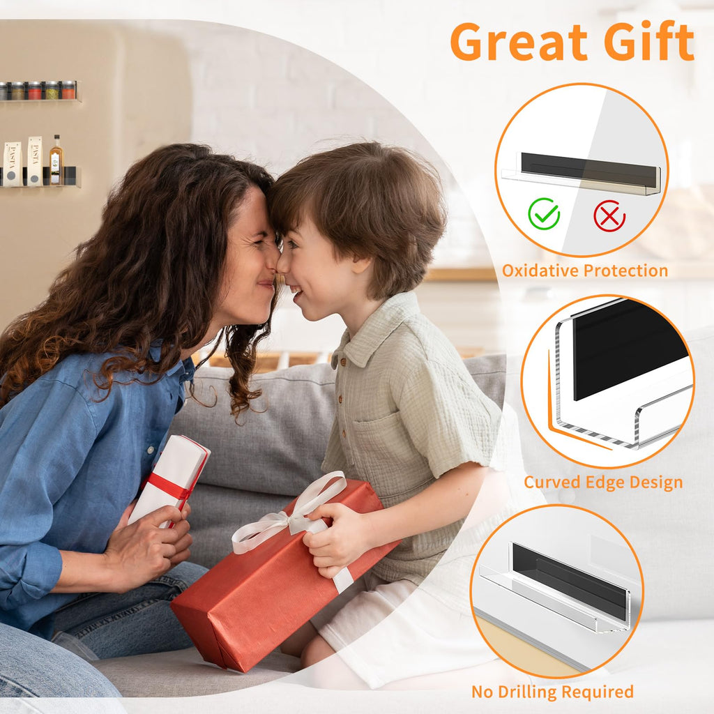 Magnetic Book Shelf for Whiteboard, Reusable Acrylic Book Display Shelf with Strong Adsorption Capacity, Magnetic Book Holder for Classroom Refrigerator Office Teacher Kids, Black