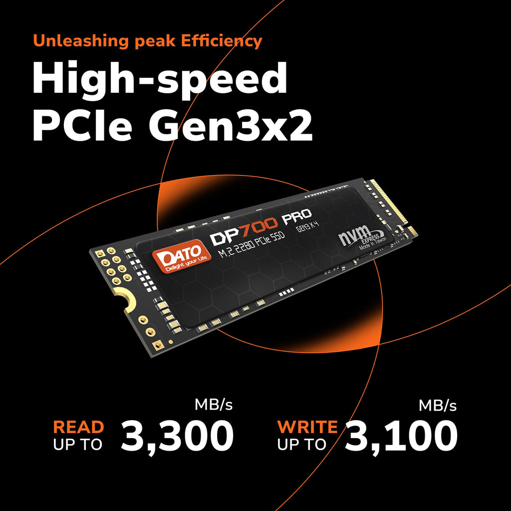 DATO M.2 2230 SSD PCIe 512GB Gen 3x4 NVMe with Aluminium heatsink, Internal Solid State Drive M Key for Business Students Gamers Creator, up to 2500/1700 MB/s - ARS330