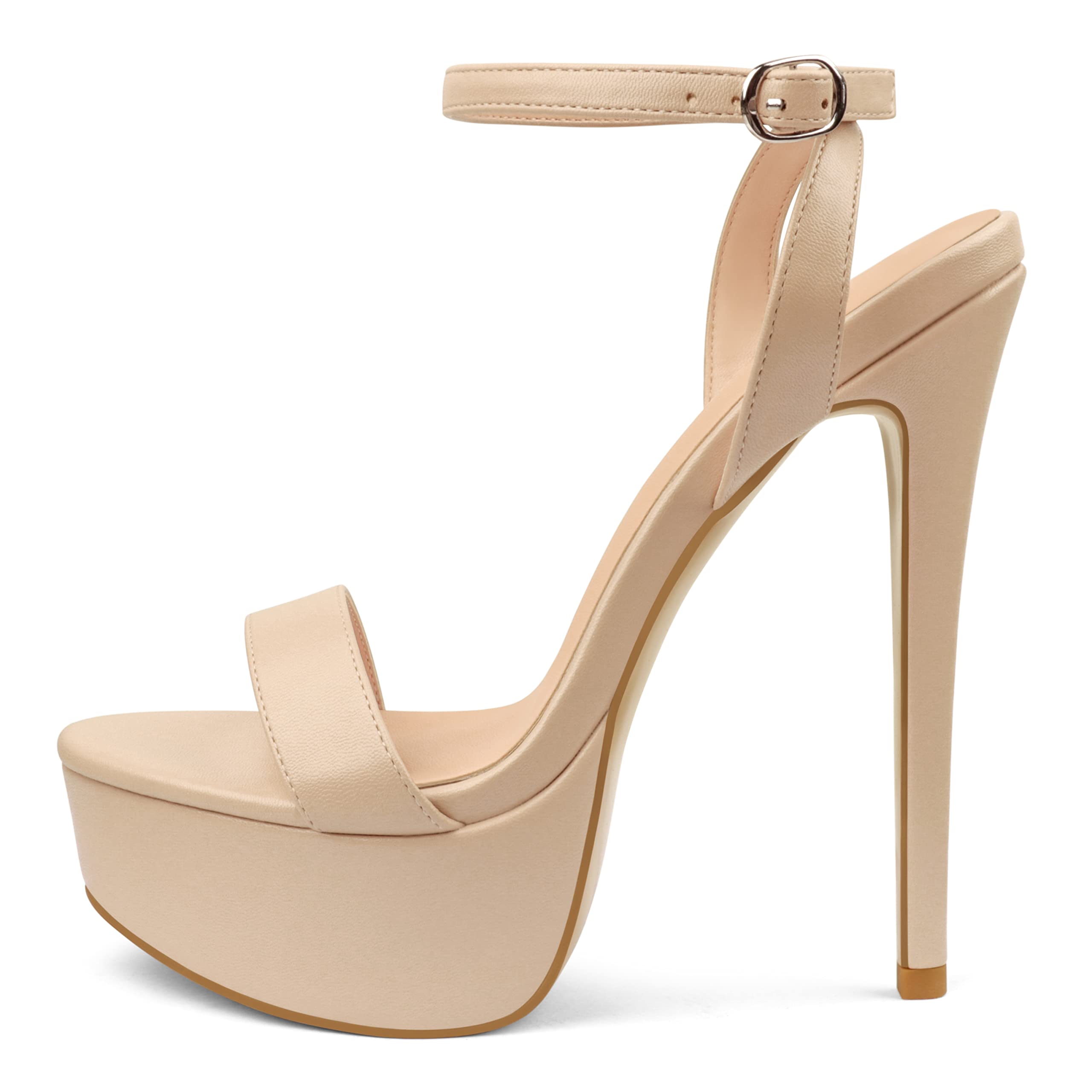 MERUMOTE Women's Platform Heels Sky High Heel Sandals Party Bridal Evening Shoes