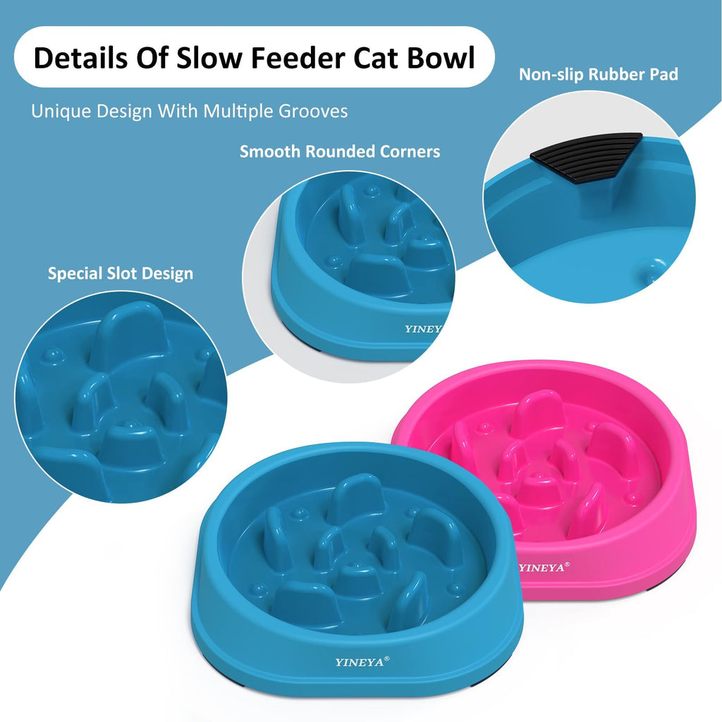 YINEYA 2PCS Anti-Choking Slow Feeder Dog Bowls Small Size Dog, Slow Feeder Cat Bowl, Supplies and Puzzle for Pet