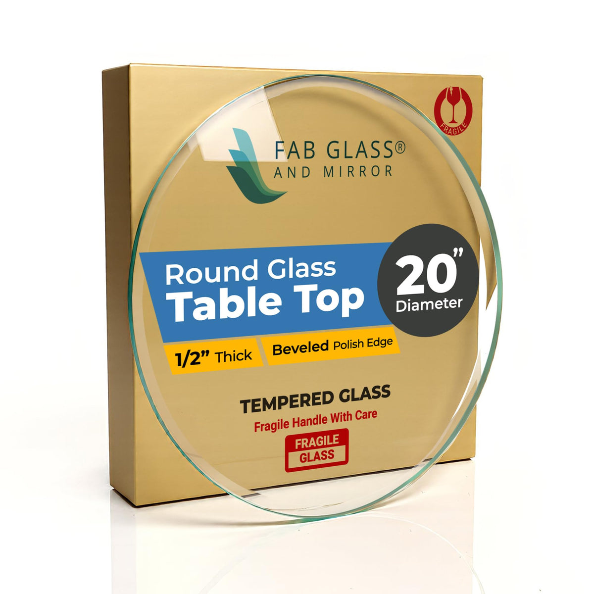 14" Inch Round Glass Table Top 1/2" Thick Tempered Beveled Edge by Fab Glass and Mirror