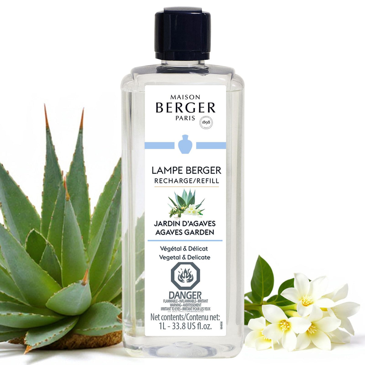 MAISON BERGER Lampe Berger Refill, 1 L, Agaves Garden | Catalytic Lamp Fragrance Refill, Helps Neutralize Odors, ~160 h Fragrance Diffusion, Made in France