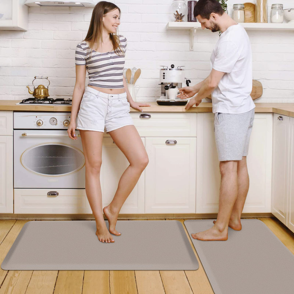 HappyTrends 2 PCS Kitchen Mat Cushioned Anti-Fatigue Floor Mat, Heavy Duty Ergonomic Comfort Foam Standing Mat, Waterproof Non-Slip Kitchen Rugs for Home, Office, Laundry,Black