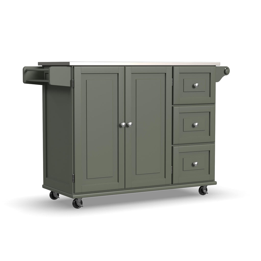 Homestyles Mobile Kitchen Island Cart with Stainless Steel Top, Blue