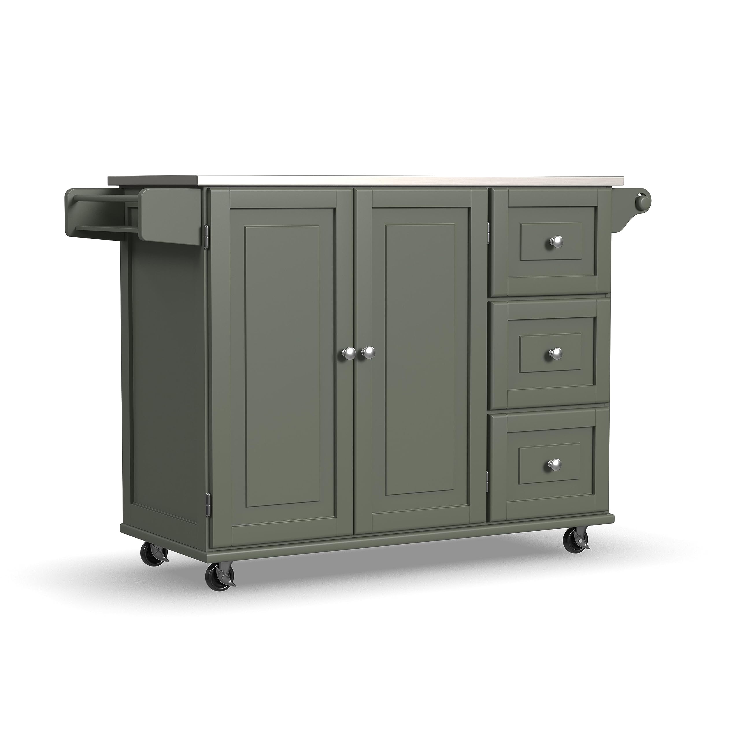 Homestyles Mobile Kitchen Island Cart with Stainless Steel Top, Blue