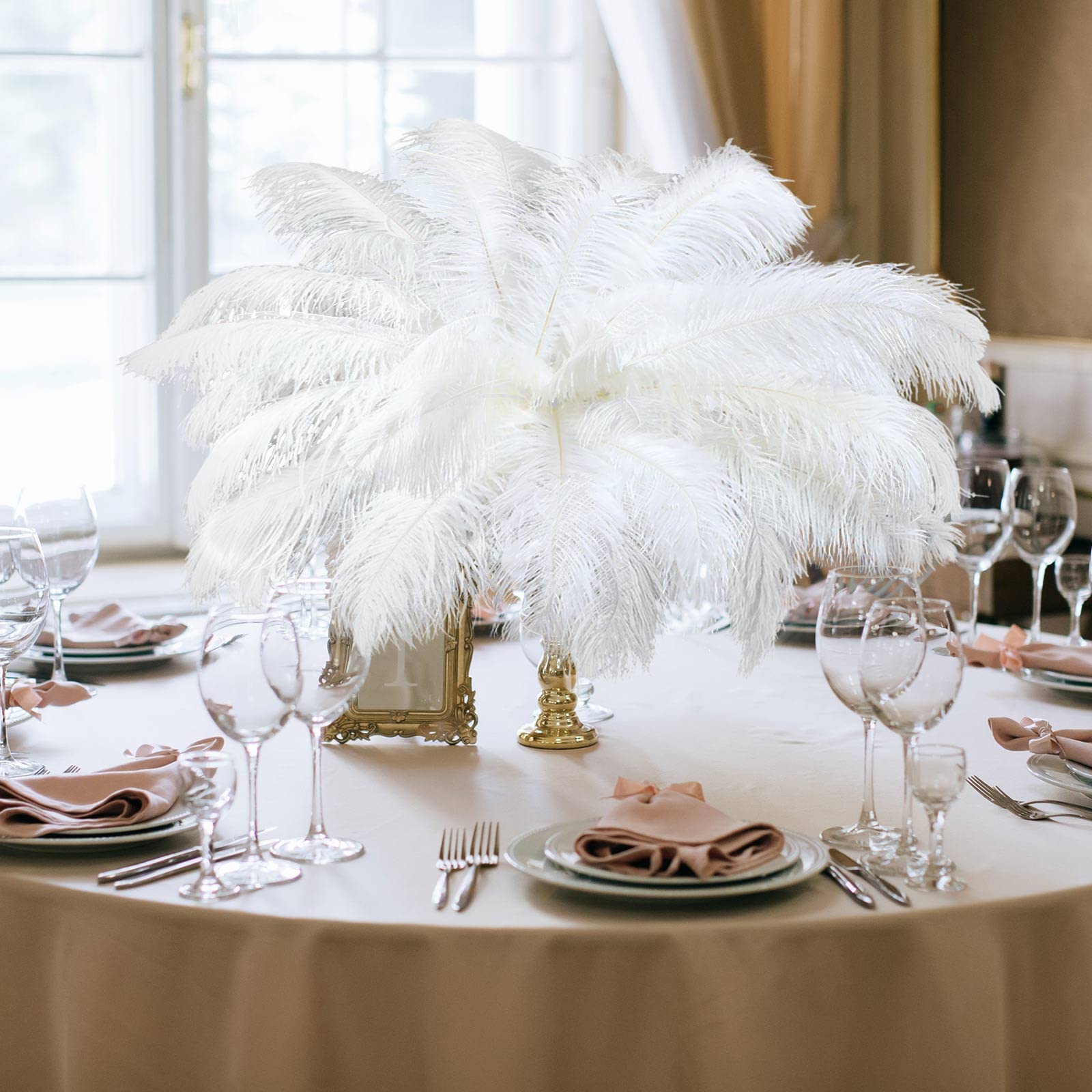 Retrowavy 50 Pcs 14-16 Inches Large Natural Ostrich Feathers Bulk for Centerpieces for Wedding Party Centerpieces Home Decoration Flower Arrangement (Black)