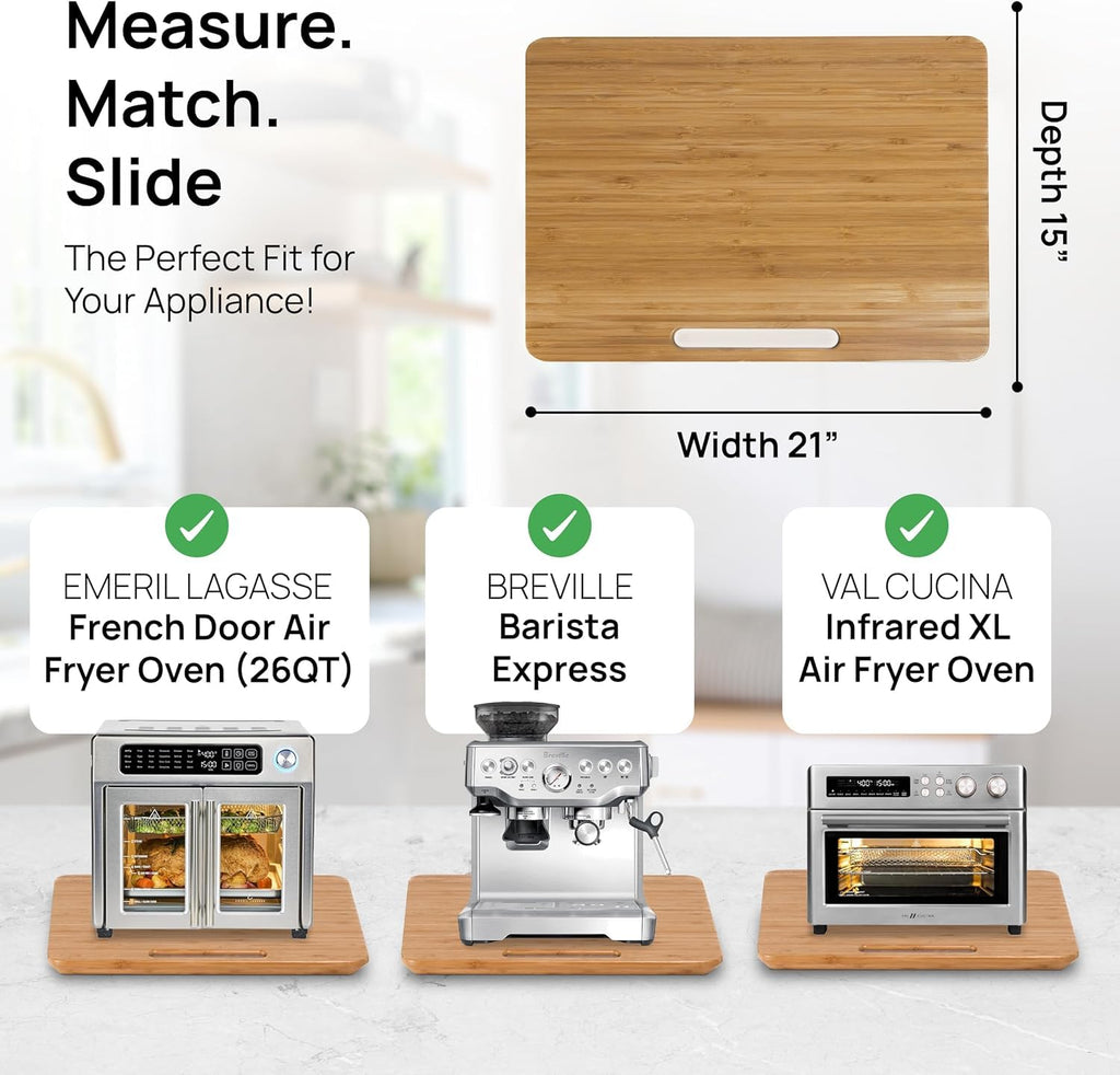 Ibyx Premium Bamboo Mixer Slider for KitchenAid 4.5-5 Qt Tilt-Head Stand Mixer - Food-Grade Appliance Slider Mat for Kitchen Countertop Storage Accessories (Black)