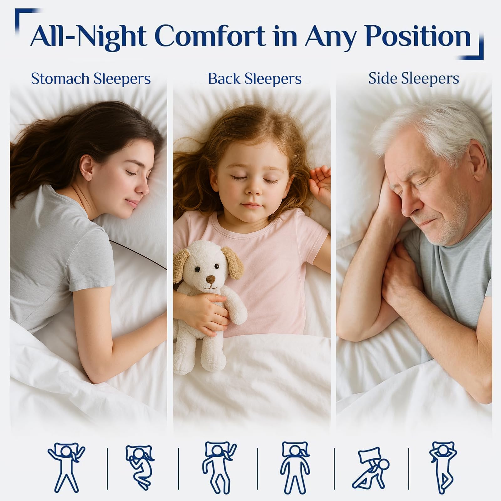 JOLLYVOGUE Standard Pillows Set for Sleeping, Cooling and Supportive Pillows Full Size for Side and Back Sleepers, Down Alternative Hotel Collection Sleeping Pillow