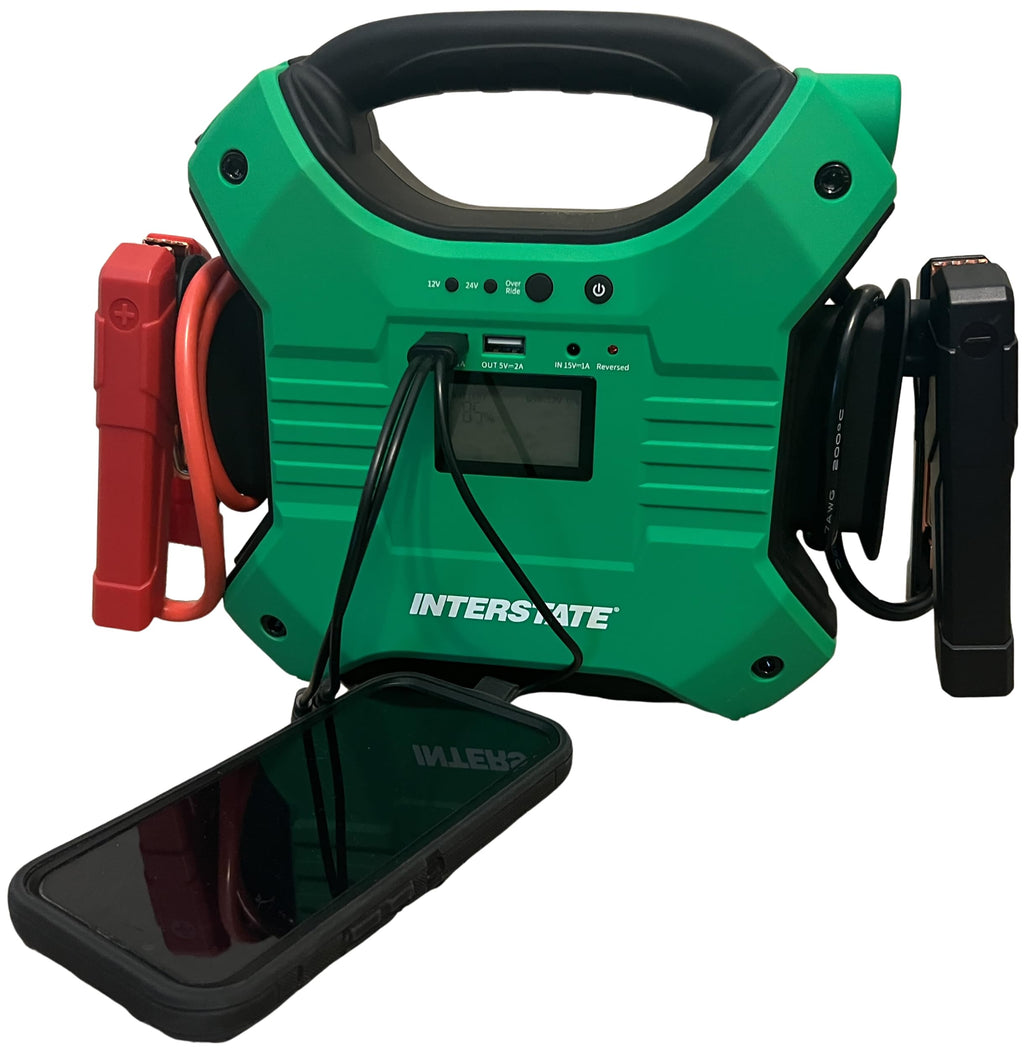 Interstate Batteries Jump Starter and Charger 12V 700A (8,000mAh, 8Ah) Portable LED Jumpstart Battery Power Pack for 12 Volt Automotives, USB Electronics (JMP0800)