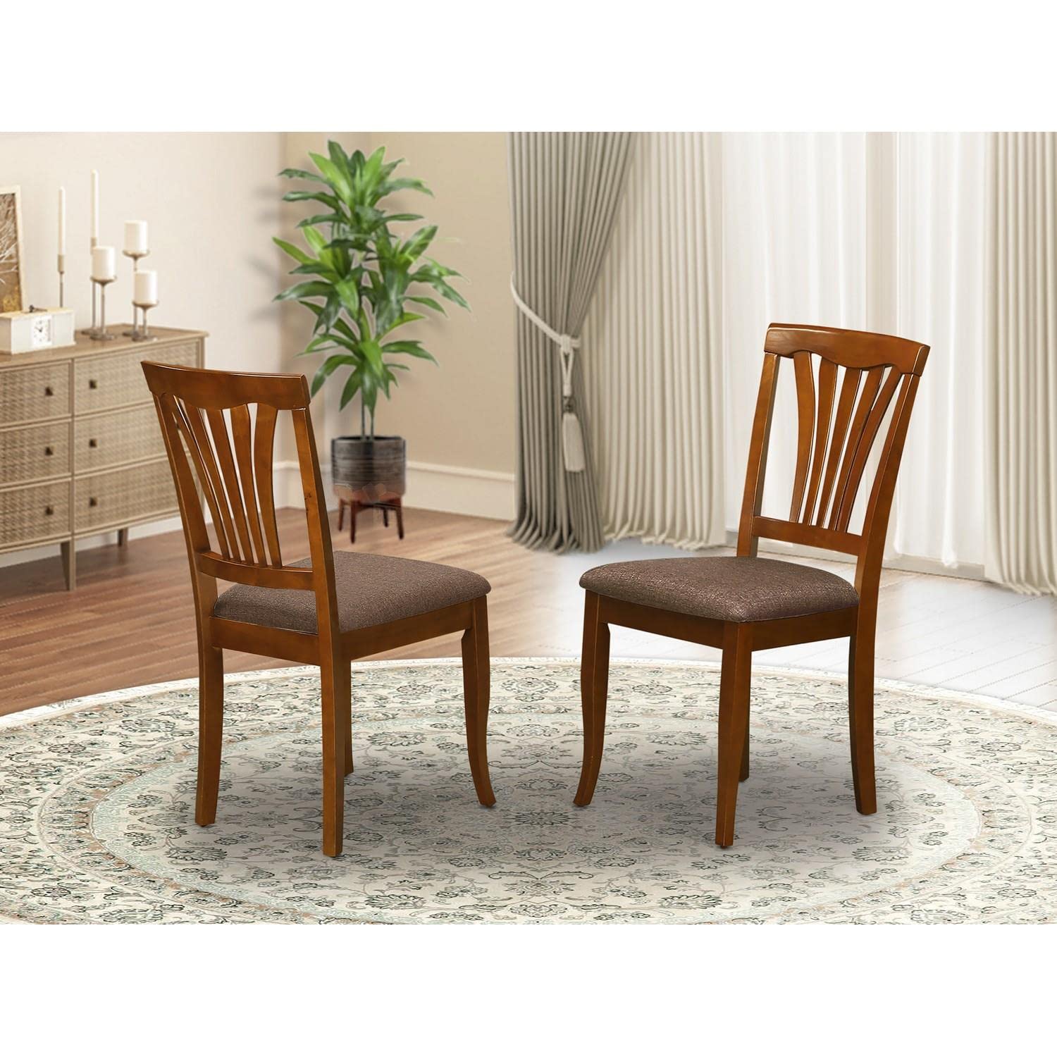 East West Furniture AVC-BLK-W Avon Dining Room Chairs - Slat Back Solid Wood Seat Chairs, Set of 2, Black & Cherry
