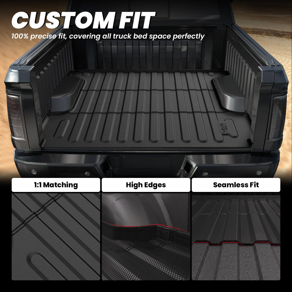 LASFIT Truck Bed Mat for 2009-2016 Ford F250 F350 F450 6.75ft Super Duty 81.9'' Bed Liner(Not fit with Drop-in Bed Liner), TPE 100% All Weather Car Bed Mat for F-250 F-350 F-450,1PCS Black