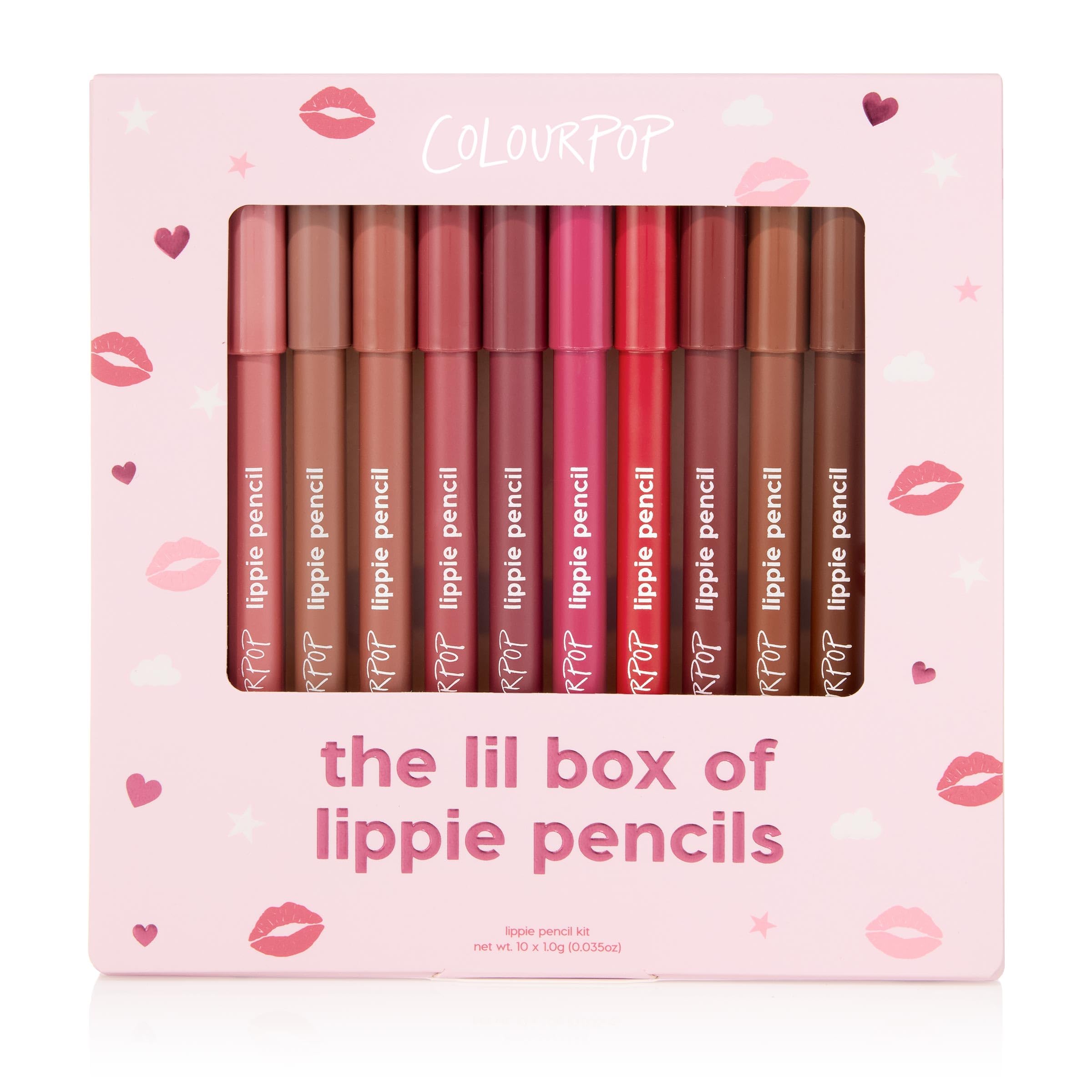 ColourPop Lil Box of Lippie Pencils Makeup Kit - 10-Piece Vegan Lip Liner Set with Creamy, Long-Wearing Formula - Includes New Shades to Deliver Bold, High-Impact Color (3.05 oz)