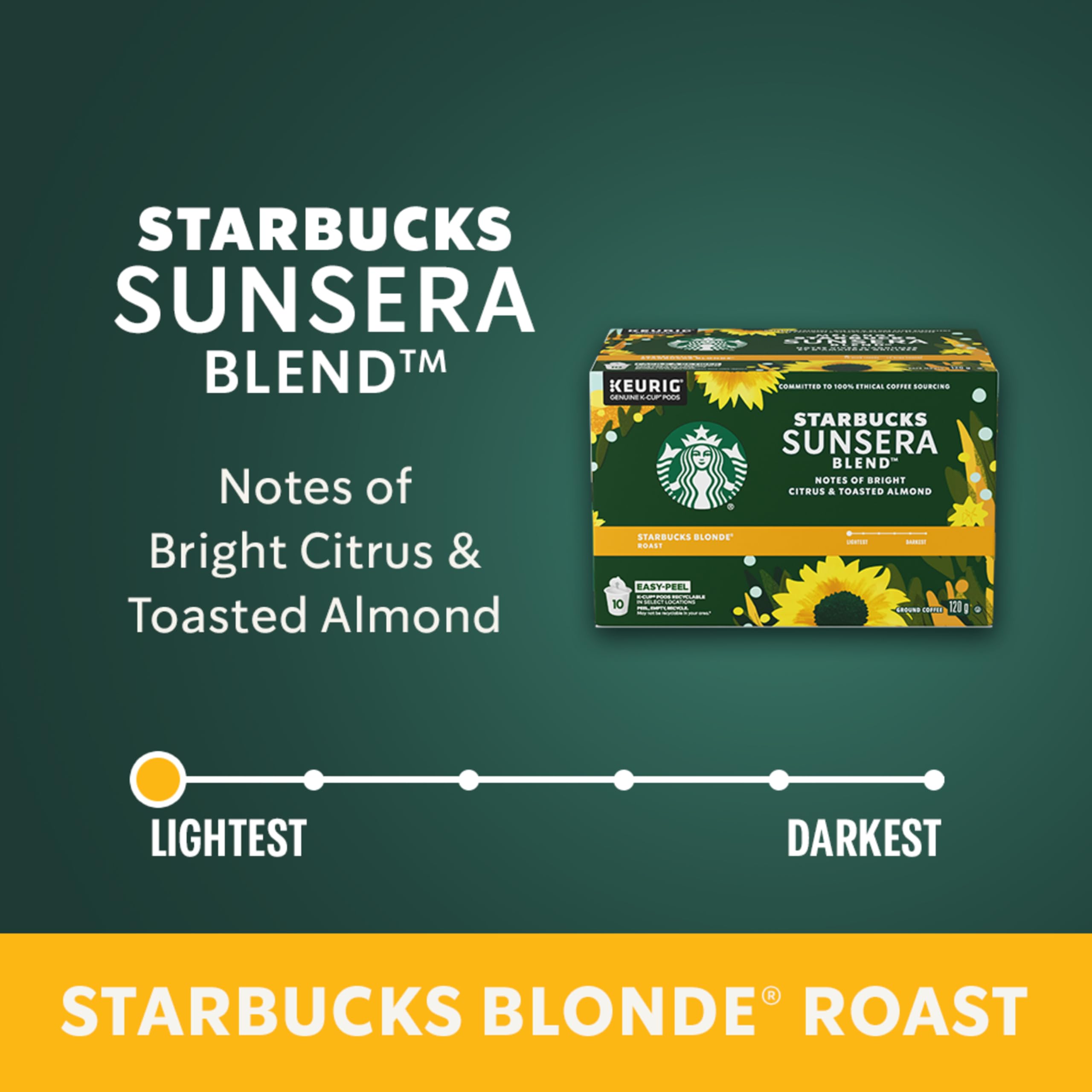 Starbucks K-Cup Coffee Pods, Starbucks Blonde Espresso Roast Hot or Iced Coffee, 22 Keurig Pods