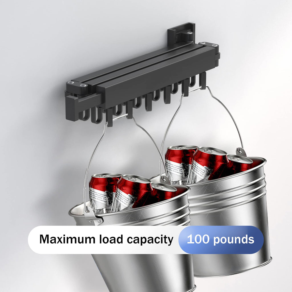 HEILAIYI Clothes Drying Rack for Laundry,Wall Mounted Clothes Hanger Rack,Folding,Retractable,Collapsible(J Shape Hooks)