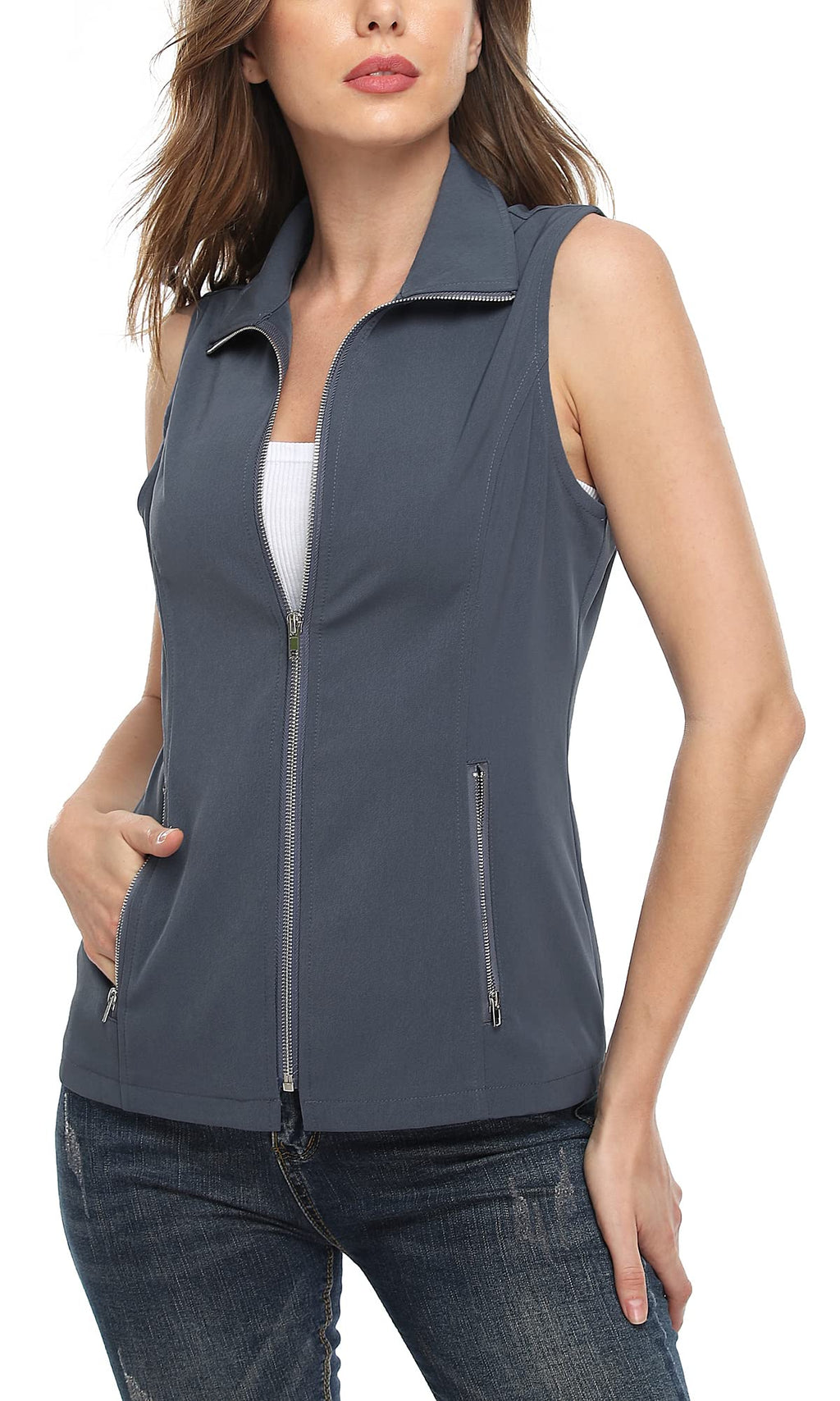 MISS MOLY Women's Lightweight Vest Casual Zip Up Utility Vest Hiking Golf Sleeveless Jackets with Pockets