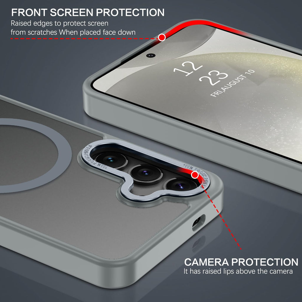 BENTOBEN Magnetic for Samsung Galaxy S24 Plus Case [Compatible with Magsafe] Translucent Matte Slim Thin Shockproof Anti-Yellow Women Men Protective Phone Cases Cover for Samsung S24 Plus 6.7", Black