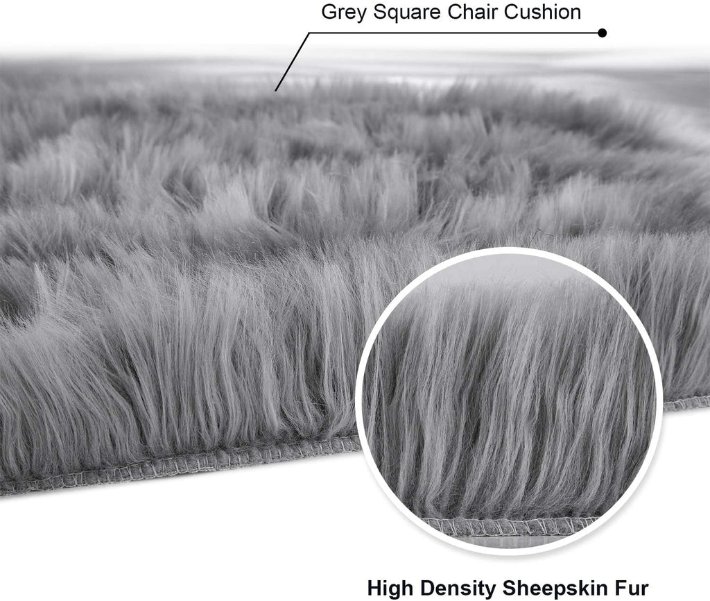 Softlife Black Faux Fur Sheepskin Chair Cover Seats Cushion Pad Super Soft Area Rugs for Living Bedroom Sofa Dorm (1.6ft x 1.6ft)
