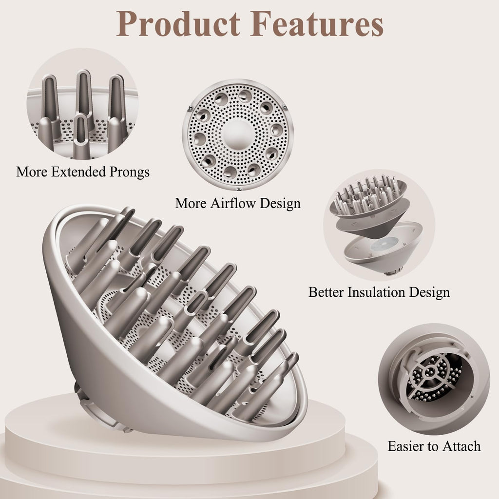 Large Diffuser Attachment Compatible with Shark FlexStyle, Upgraded Bigger Diffuser Nozzle for Dryer Faster and Define Wavy, Curly, Coily Hair