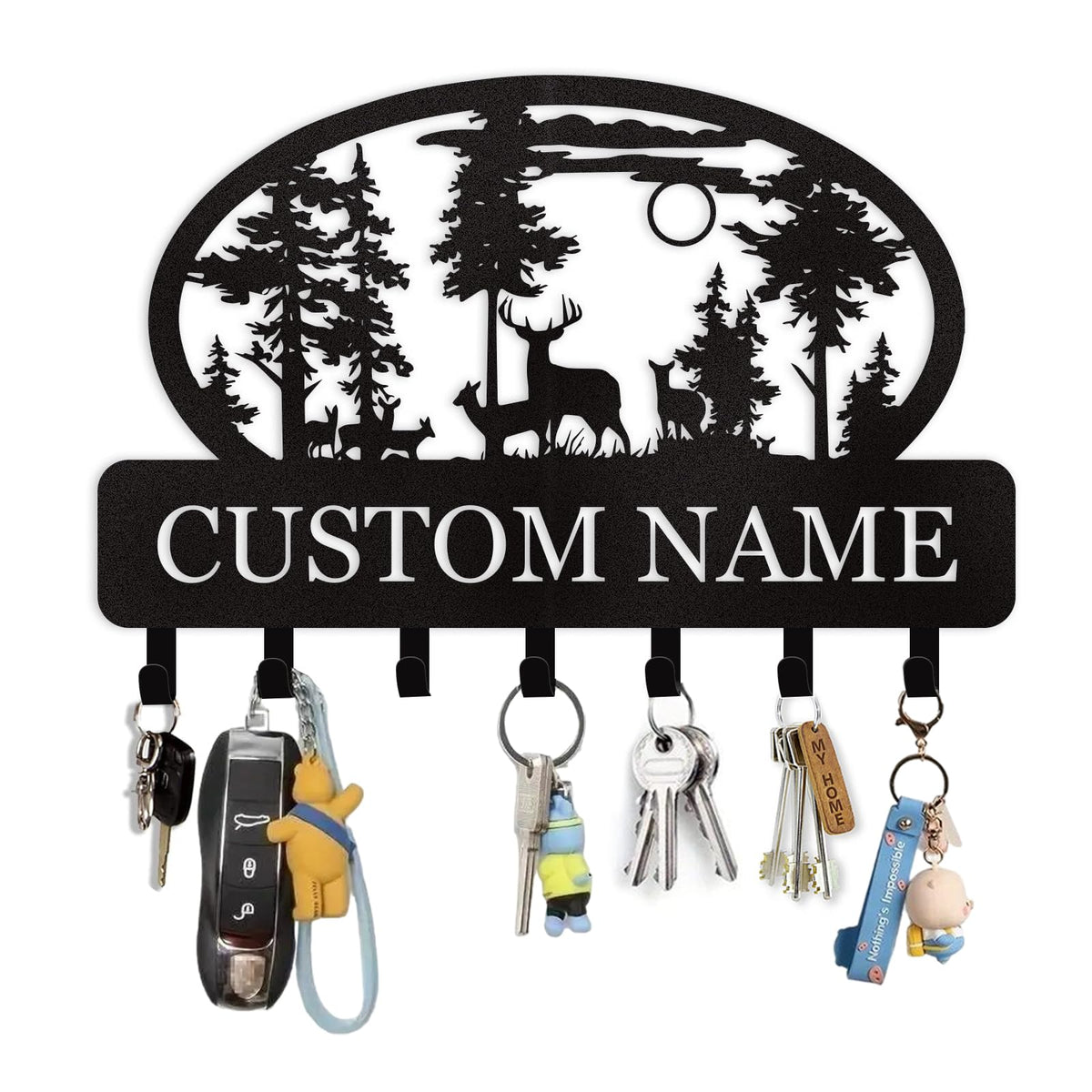 Dyoart Personalized Couple's Name Key Rack, Wall Mounted Metal Key Holder for Housewarming Gifts,ignent Bedding