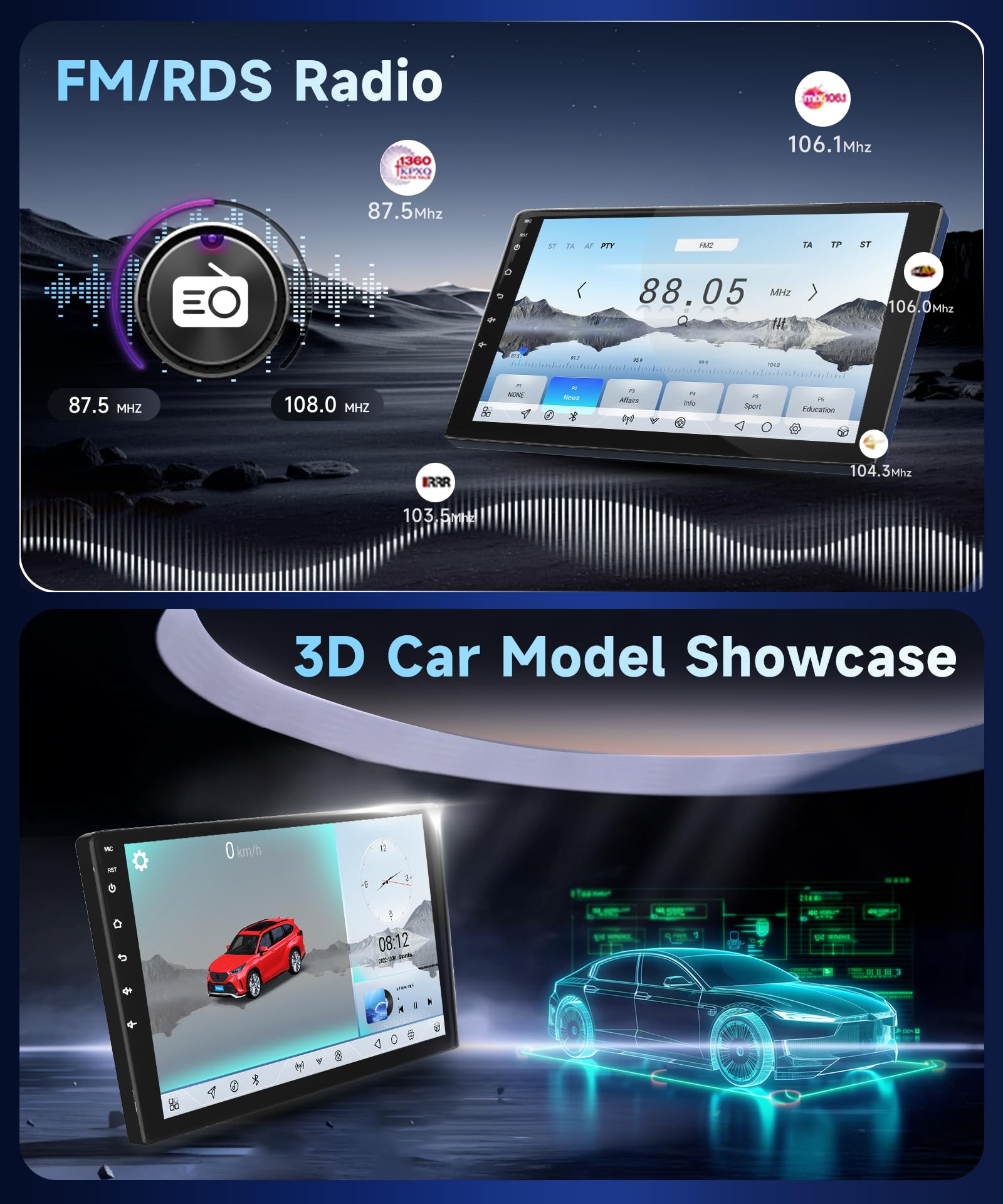 5G WiFi Android 15 Car Stereo for Chevrolet Chevy Camaro 2008–2015 Wireless Carplay Android Auto,9" HD IPS Touchscreen Car Radio Support GPS/10band DSP Audio/Bluetooth/FM/SWC/Backup Camera