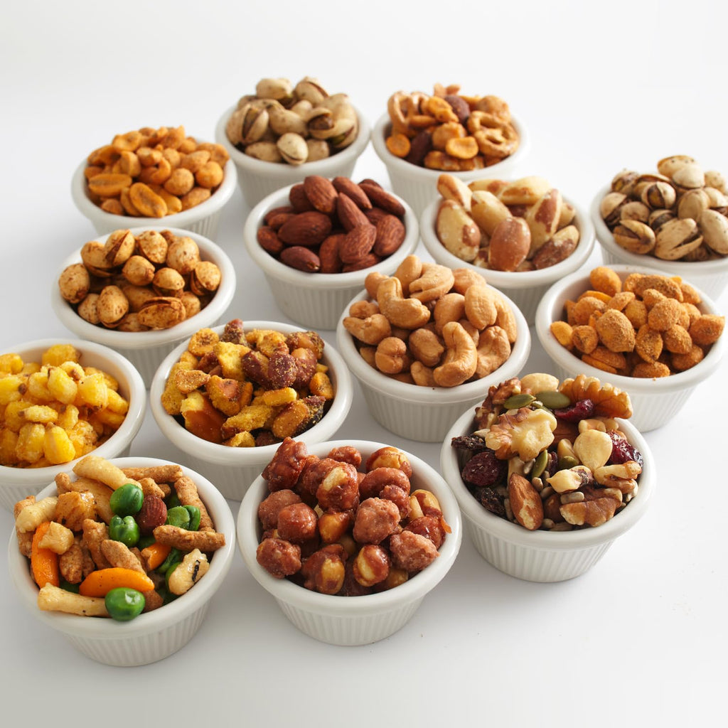Nut Gift Basket, in Reusable Wooden Crate, Healthy Fathers Day Gift Option, Gourmet Snack Food Box, with Unique Flavors, Great for Feel Better, Sympathy & Birthday- Bonnie & Pop