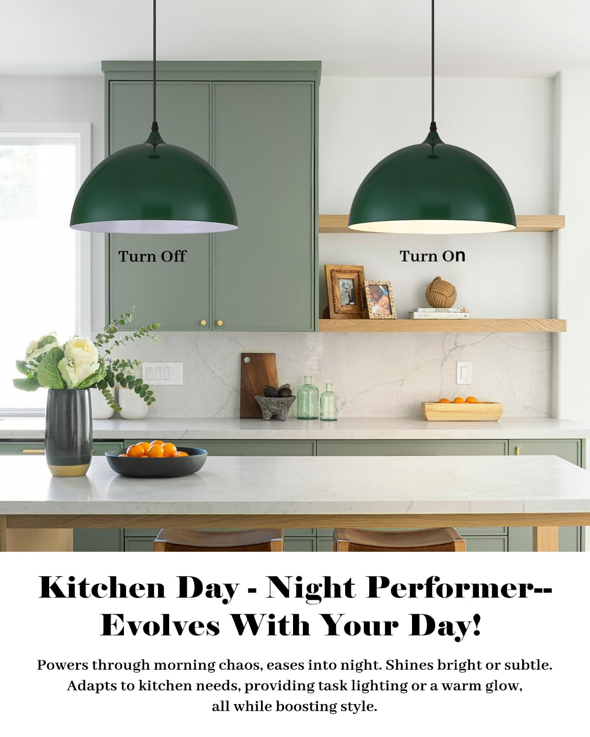 White Pendant Lights, 11.8 inch Pendant Lights Kitchen Island, Farmhouse Pendant Light Fixtures (White Inside), Industrial Pendant Lighting for Dining Room, Bedroom, Hallway (1 Pack)