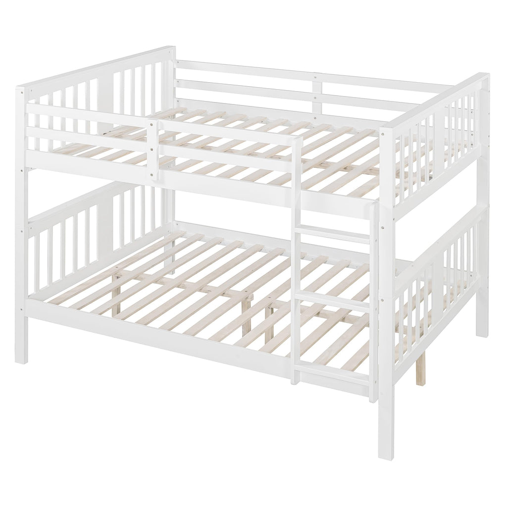 Merax Full Over Full Bunk Bed Convertible to Two Separate Beds, Solid Pine Wood Frame with Safety Guardrail & Headboard, Sturdy Durable Design, for Teens, Espresso