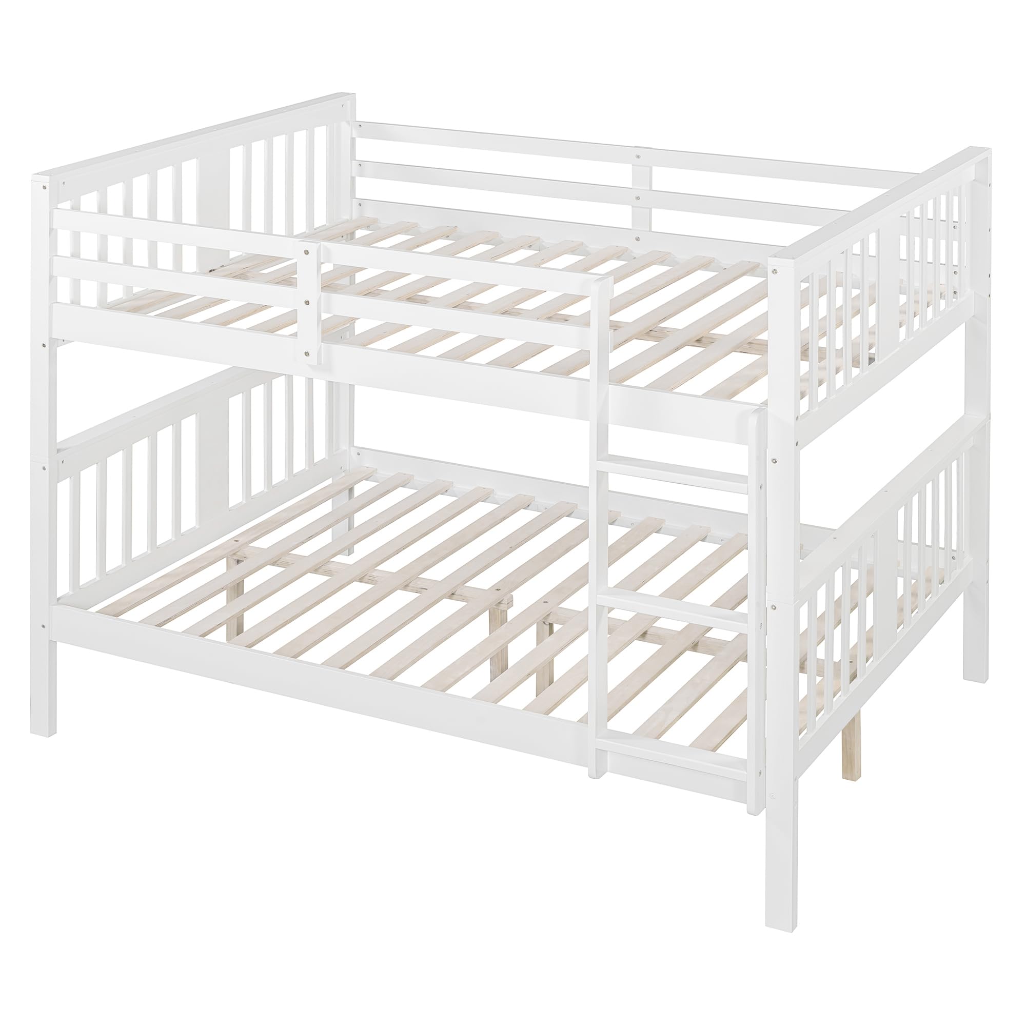 Merax Full Over Full Bunk Bed Convertible to Two Separate Beds, Solid Pine Wood Frame with Safety Guardrail & Headboard, Sturdy Durable Design, for Teens, Espresso
