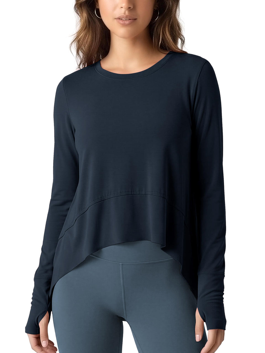 ODODOS Long Sleeve Tee for Women with Thumb Hole Athletic Gym Workout Crop Tops Yoga Shirts