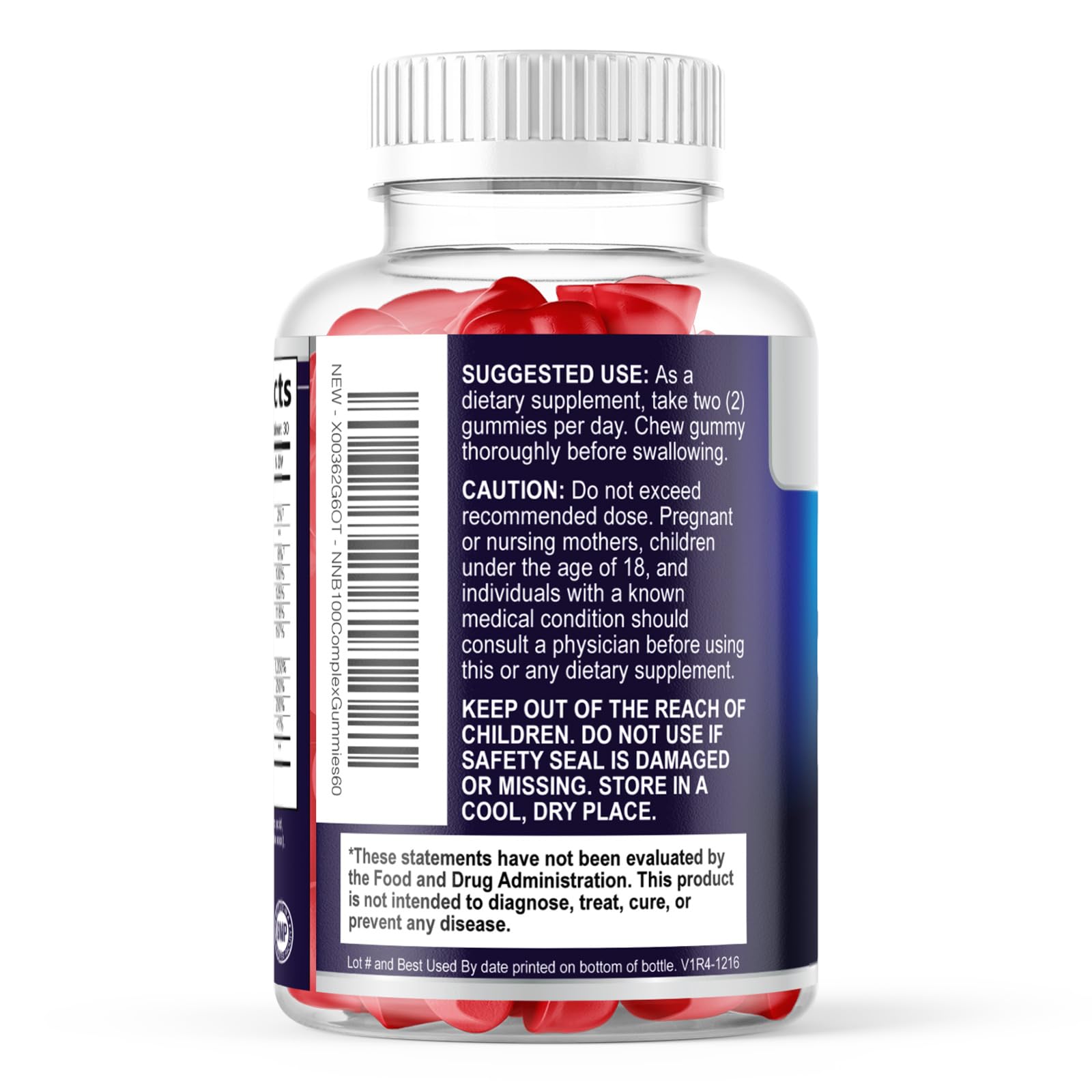 Vitamin B Complex Gummies - Extra Strength Super B Vitamin Gummy with Vitamin C, Immune Support for Men & Women - Energy and Brain Support Supplements with Folic Acid, Niacin, B6, B12 - 60 Gummies
