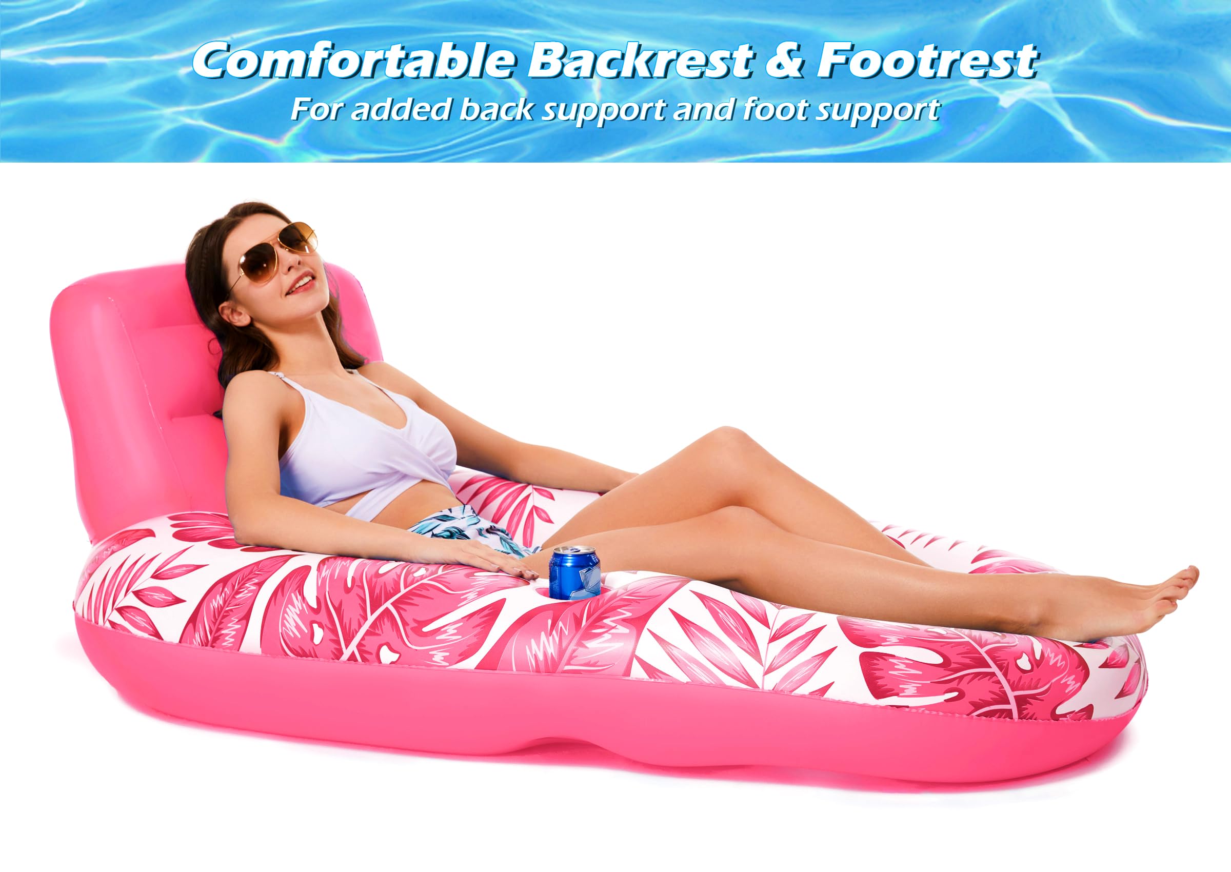 Jasonwell Inflatable Pool Float Adult - Pool Floaties Lounger Floats Raft Floating Chair Water Floaties for Swimming Pool Lake Lounge Float with Cup Holders Beach Pool Party Toys for Adults