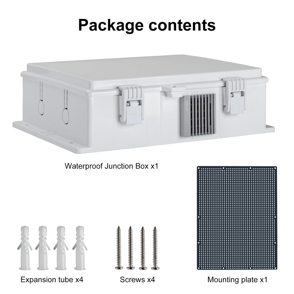 Namunanee Outdoor Electrical Junction Box, ABS Water Resistant Enclosure with Internal Mounting Panel & Hinged Cover, 9.2" H* 7" L* 4.6" W