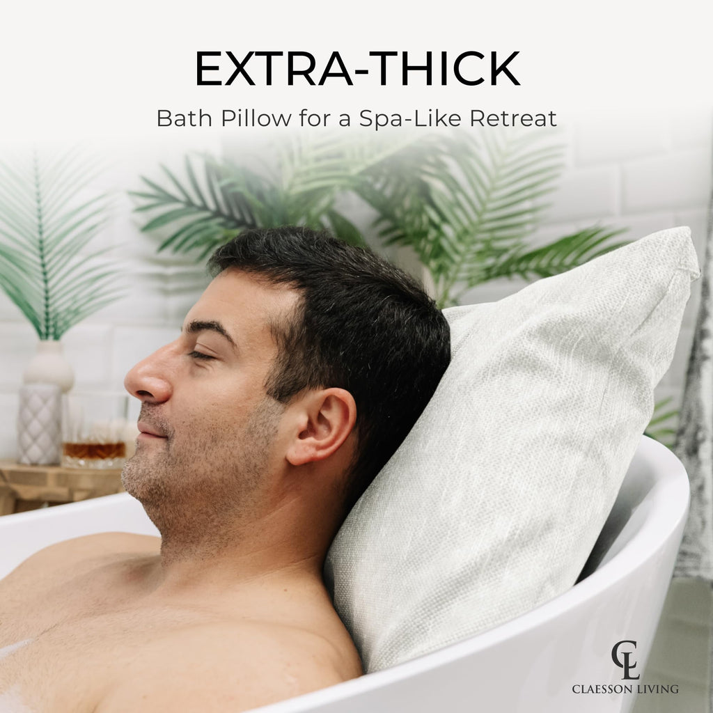 Luxury Bath Pillow for Tub - Thick and Comfortable Bathtub Pillow Support for Head and Neck and Back - Washable Quick-Drying Bath Pillows - Bath Cushion for Home Spa - Fits Any Bathtub - Dark Gray