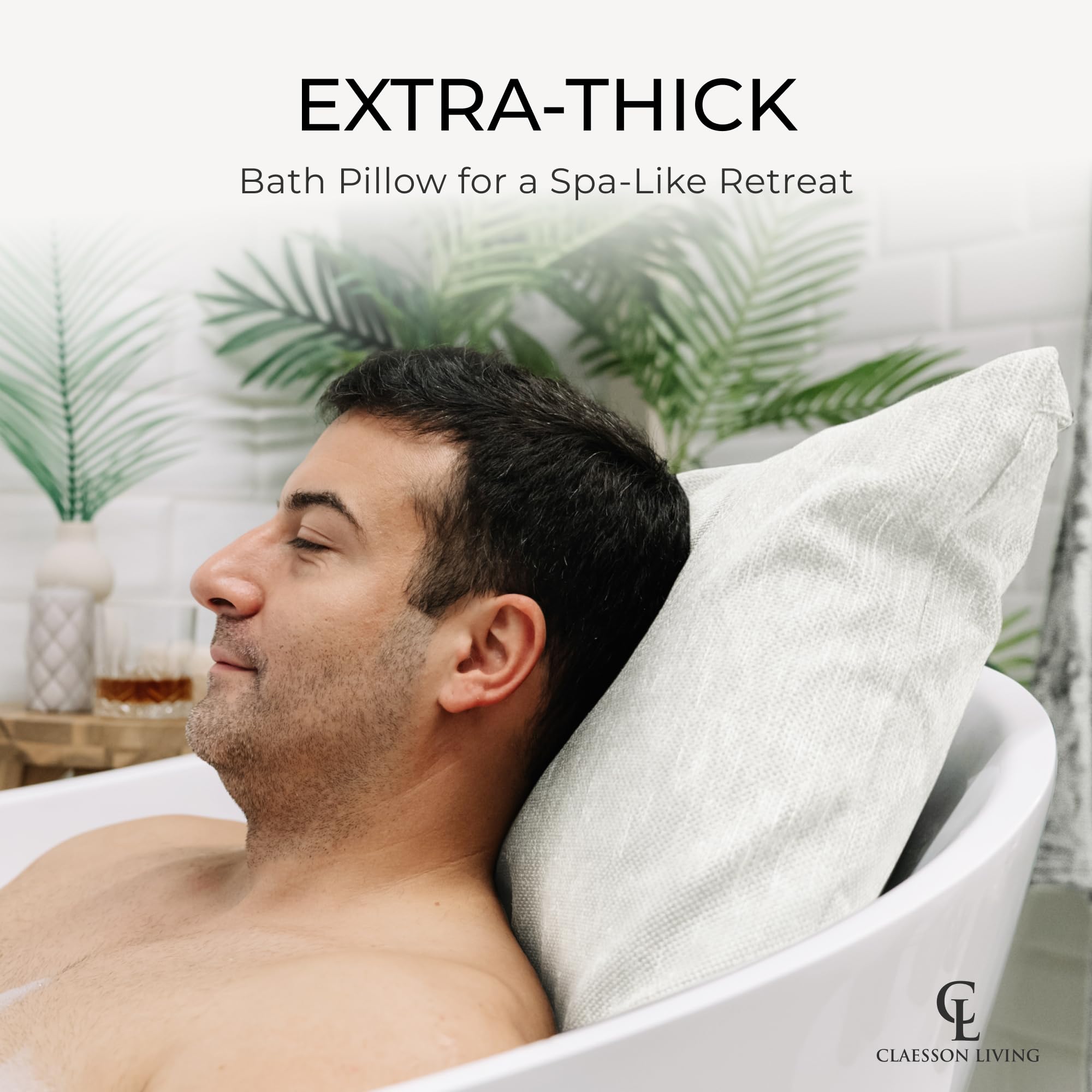 Luxury Bath Pillow for Tub - Thick and Comfortable Bathtub Pillow Support for Head and Neck and Back - Washable Quick-Drying Bath Pillows - Bath Cushion for Home Spa - Fits Any Bathtub - Dark Gray