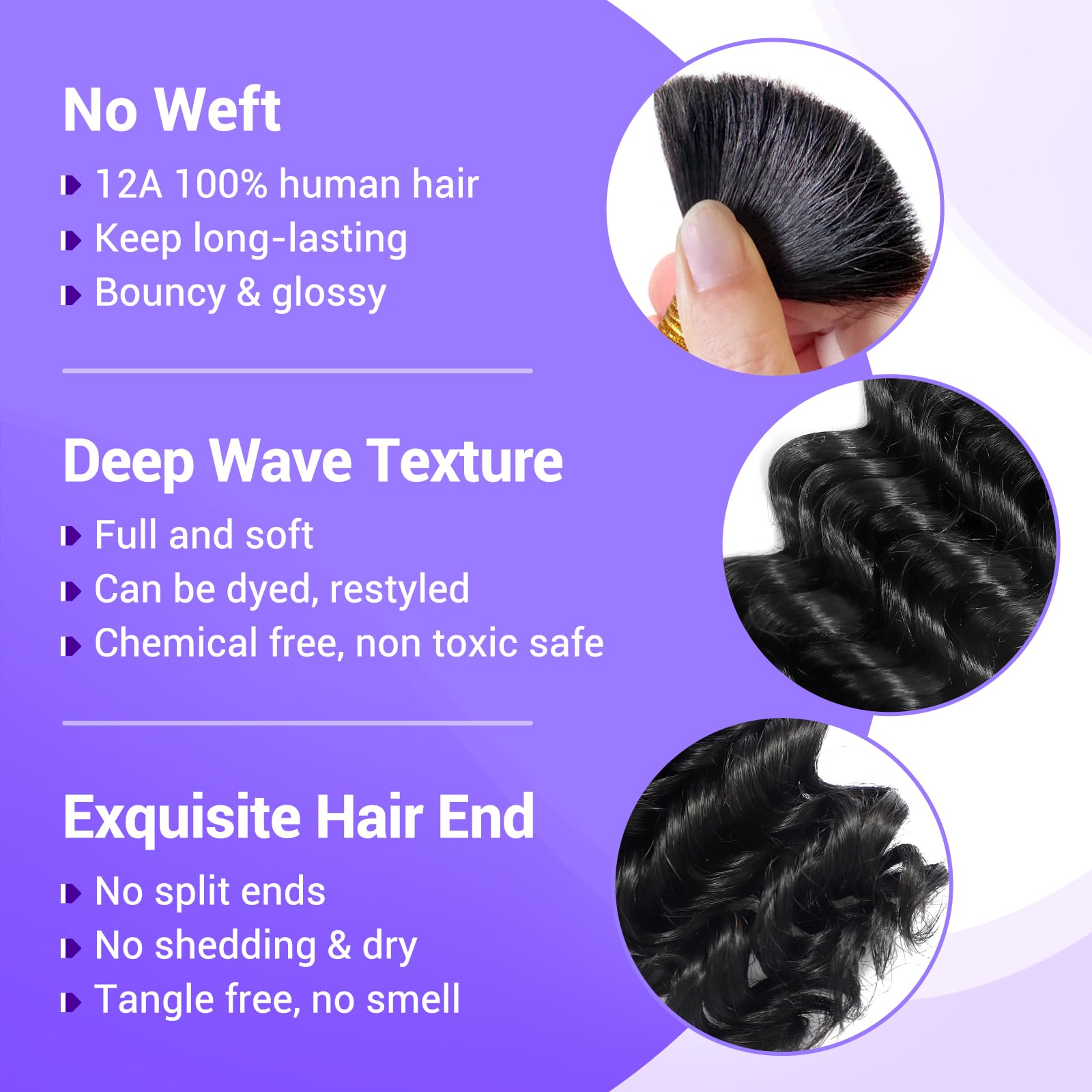 Human Braiding Hair for Boho Braids 110g Deep Wave Boho Bulk Human Hair for Braiding Knotless 12A Wet and Wavy Bohemian 3 No Weft Bundles/Pack Curly Braids Honey Blonde 16 Inch