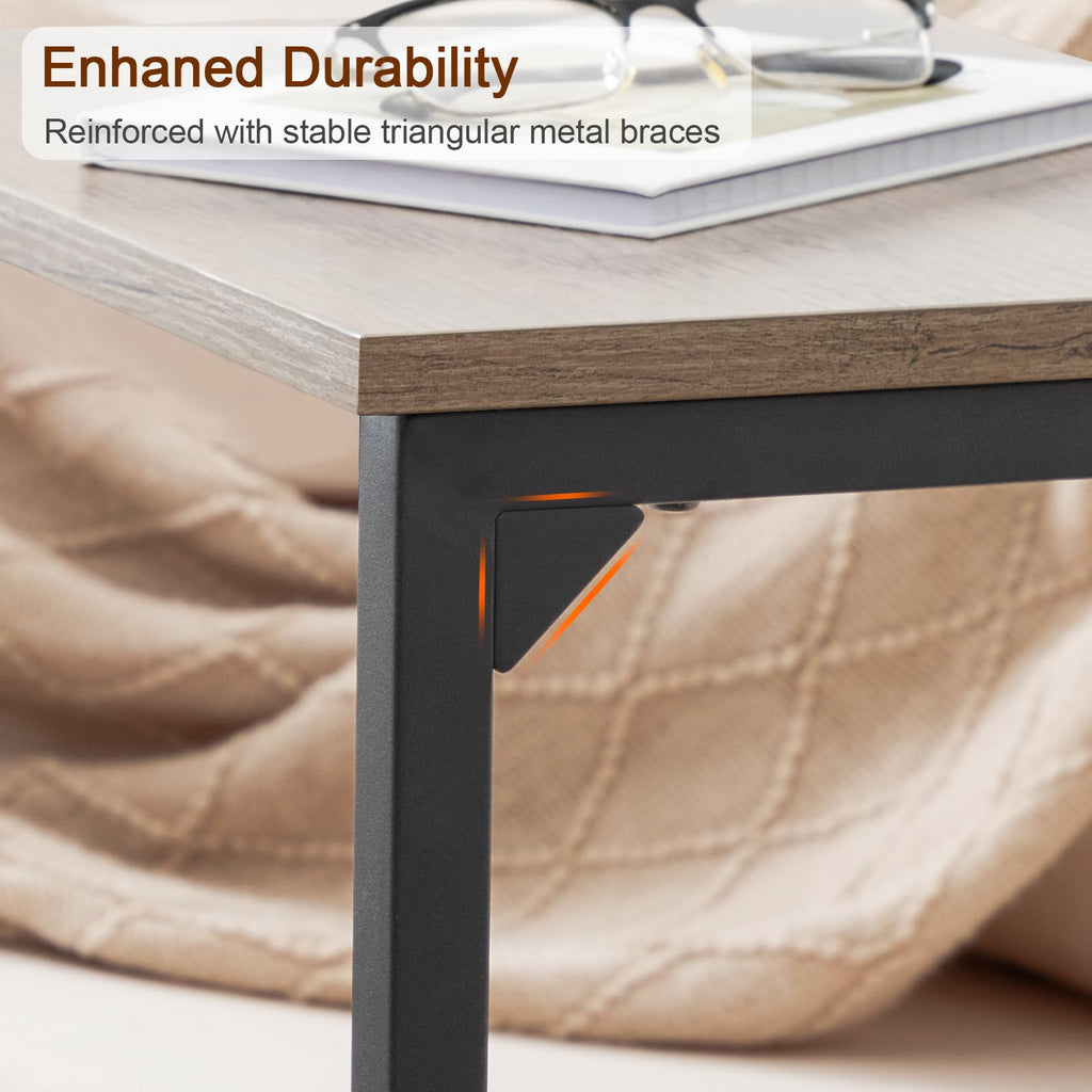 AMHANCIBLE C Shaped End Tables Set of 2, Couch Side Tables that Slide Under Sofa, Slim TV Trays for Living Room and Bedroom, Narrow Space Saving Laptop Workstation, Black, HET02BBK