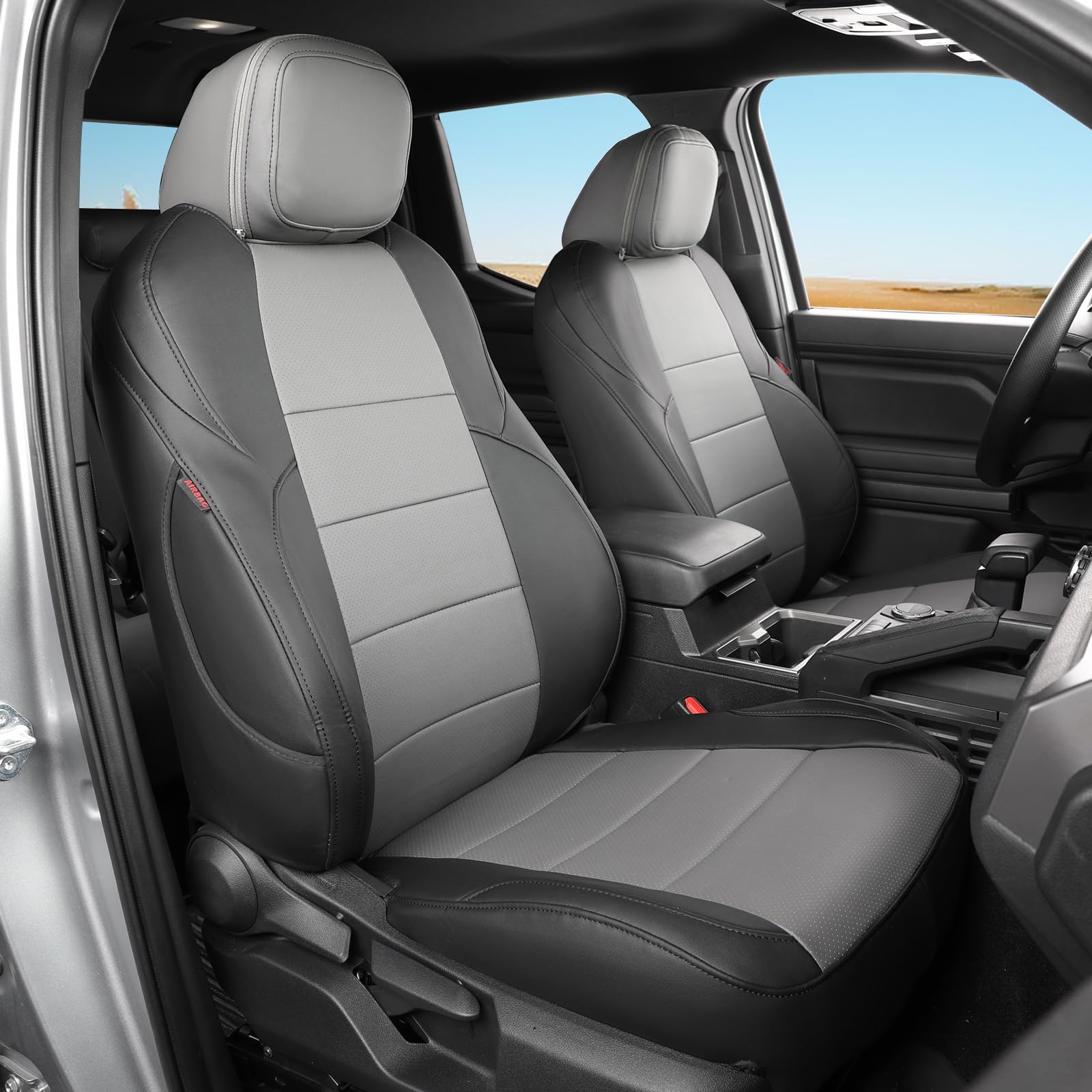 coverdream Front Seat Covers Custom Fit for Toyota Tacoma 2016 2017 2018 2019 2020 2021 2022 2023 SR SR5 TRD Series,Limited Pickup Truck,Breathable Seat Protector,Fit Like A Glove (Gray,2-Pack Only)