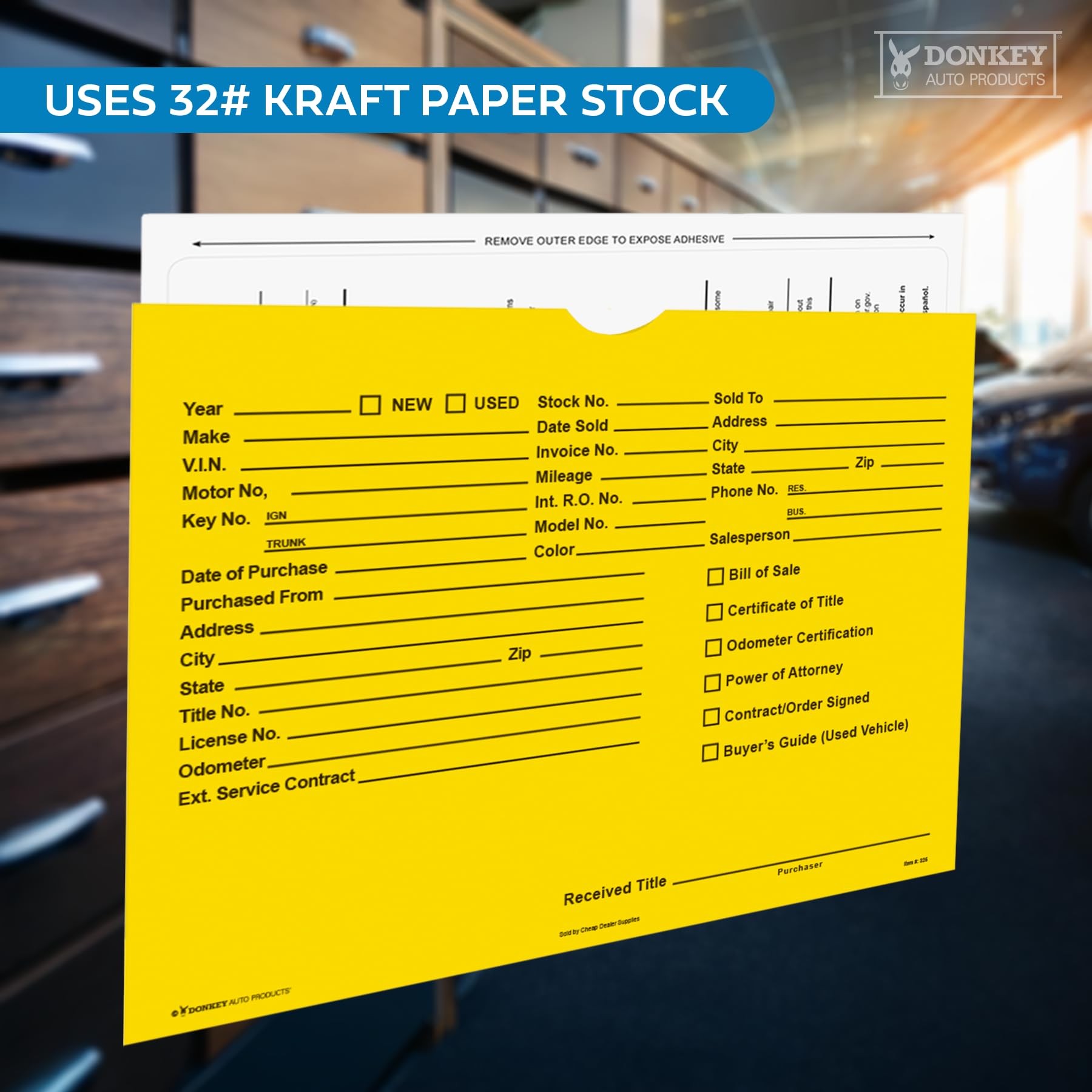 Printed Vehicle Deal Envelopes 9x12 Deal Jackets (100 shrink wrapped) (Blue)