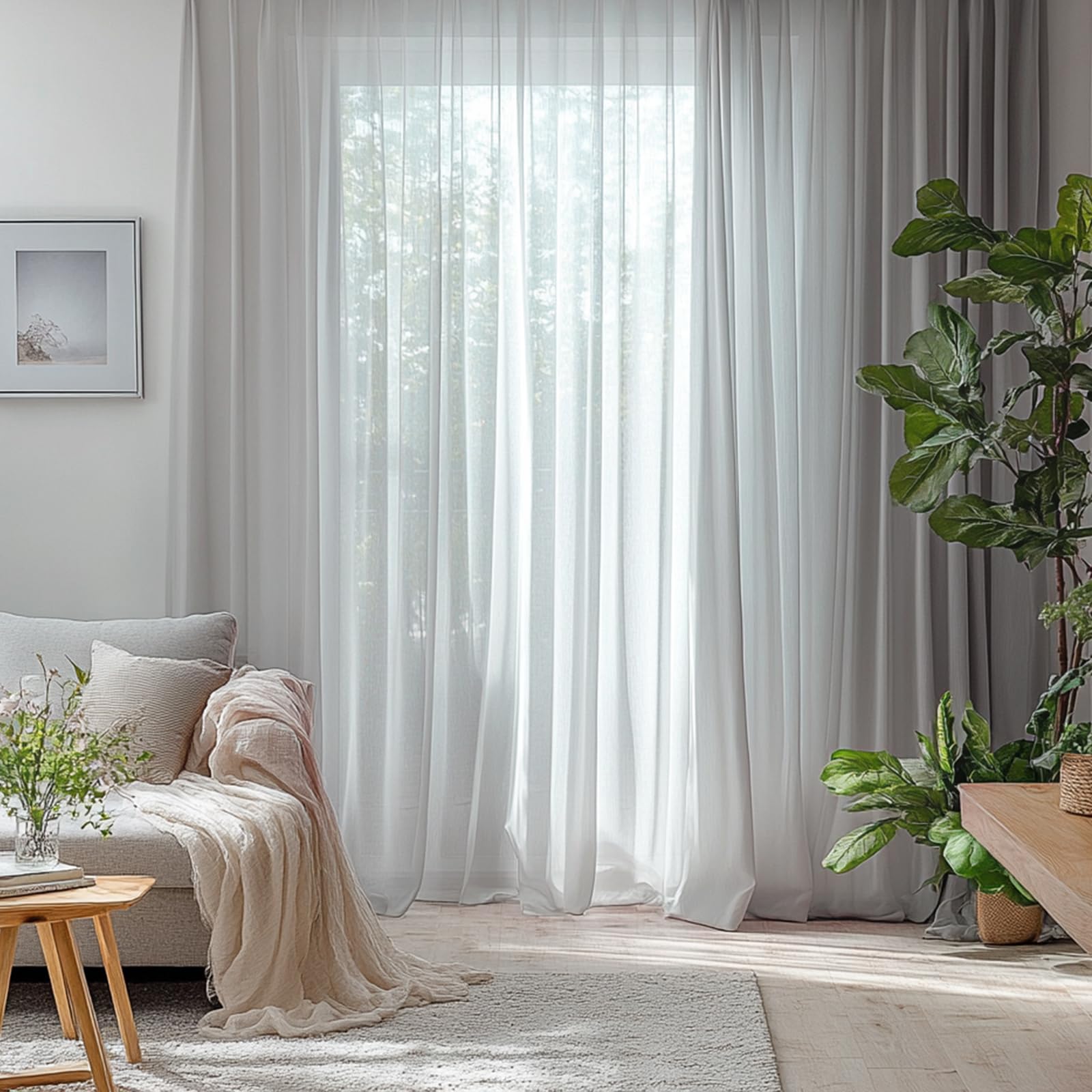 Dreaming Casa Solid Sheer Curtains 84 Inches Long Grey Rod Pocket Voile Draperies for Bedroom Living Room, 2 Panels, Each 42" W x 84" L