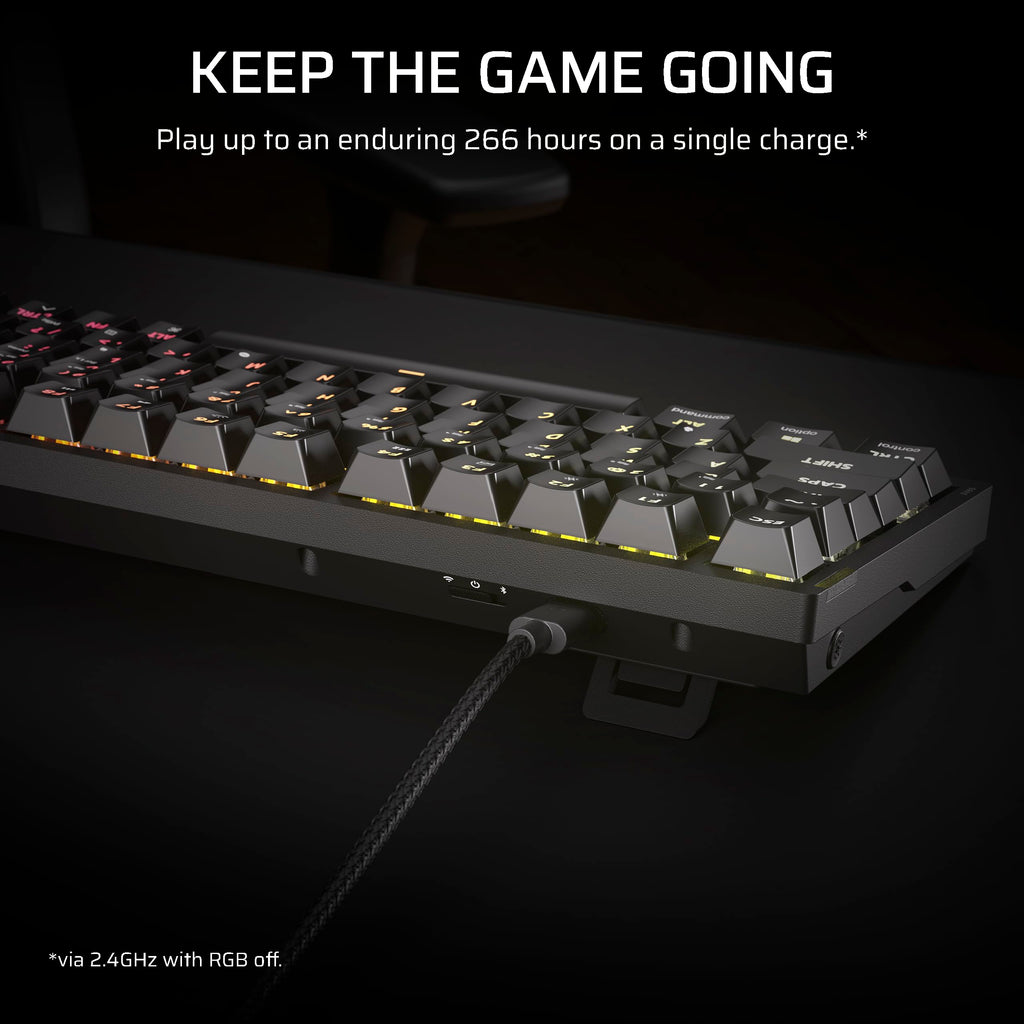 Corsair K65 Plus Wireless 75% RGB Mechanical Gaming Keyboard – Pre-Lubricated MLX Red Linear Switches – PBT Dye-Sub Keycaps – PC, Mac, PS5, PS4, Xbox, iPad – QWERTY NA – Black/Gray