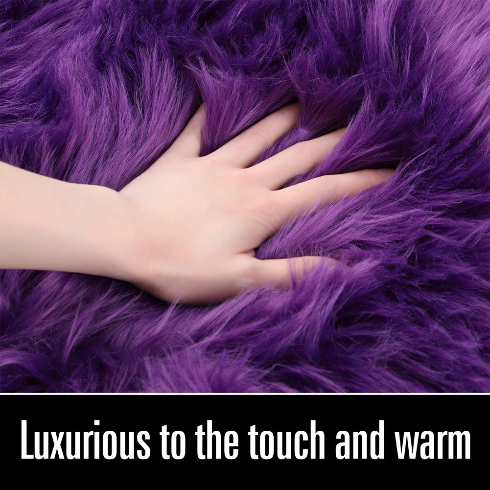 LOCHAS Soft Fluffy Faux Fur Rugs for Bedroom Bedside Rug 2x3 Feet, Washable, Furry Sheepskin Area Rug for Living Room Girls Room, Luxury Shag Carpet Home Decor, Beige