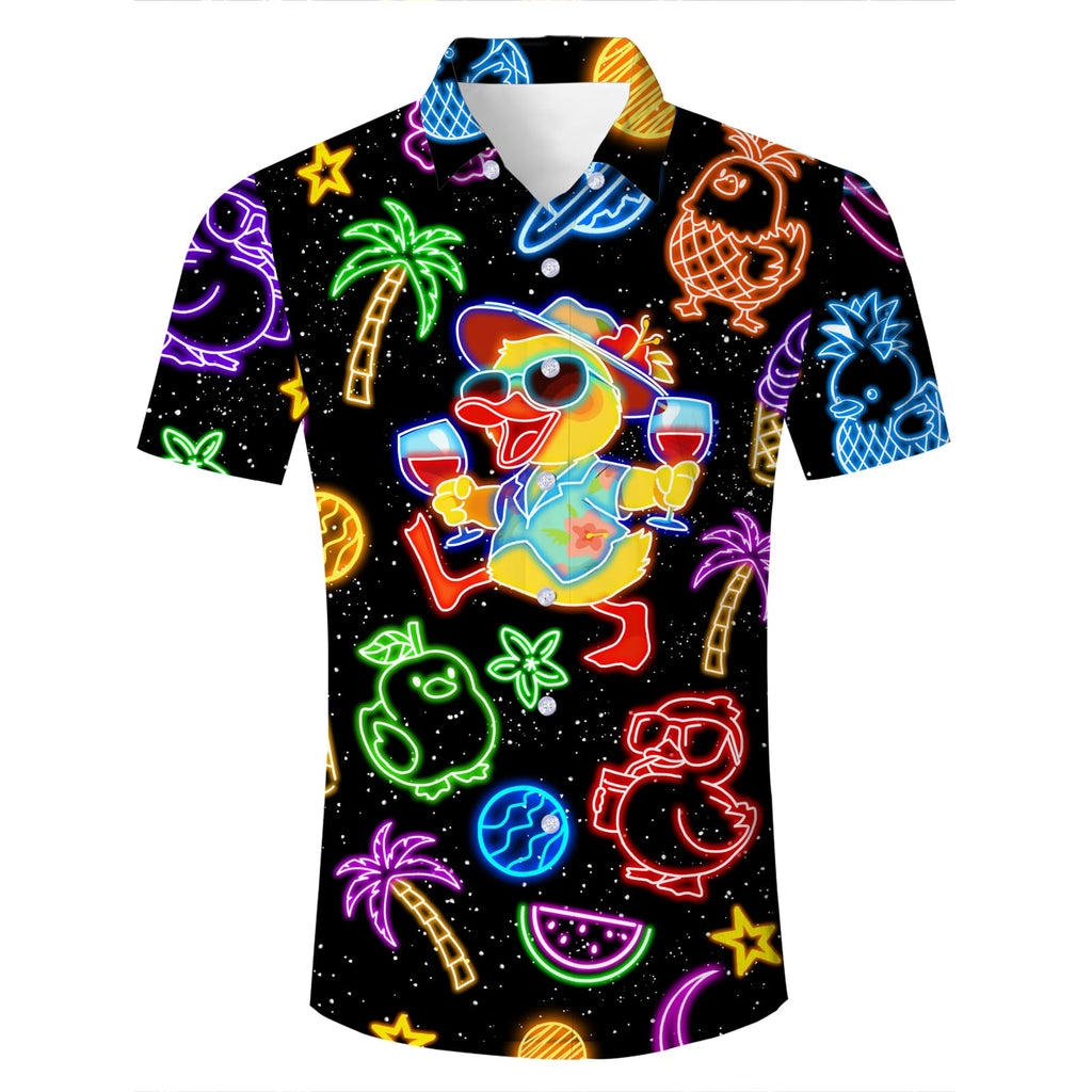 Fanient Mens Hawaiian Shirt Summer 3D Print Casual Short Sleeve Button Down Graphic Aloha Dress Shirts