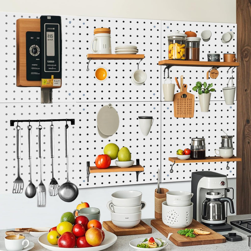 Peg Board,Steel Organization Panels, Ideal for Garage Tool Storage, Office Organization, Craft Room, Kitchen,Pack of 4 (Black, 4-12X12)