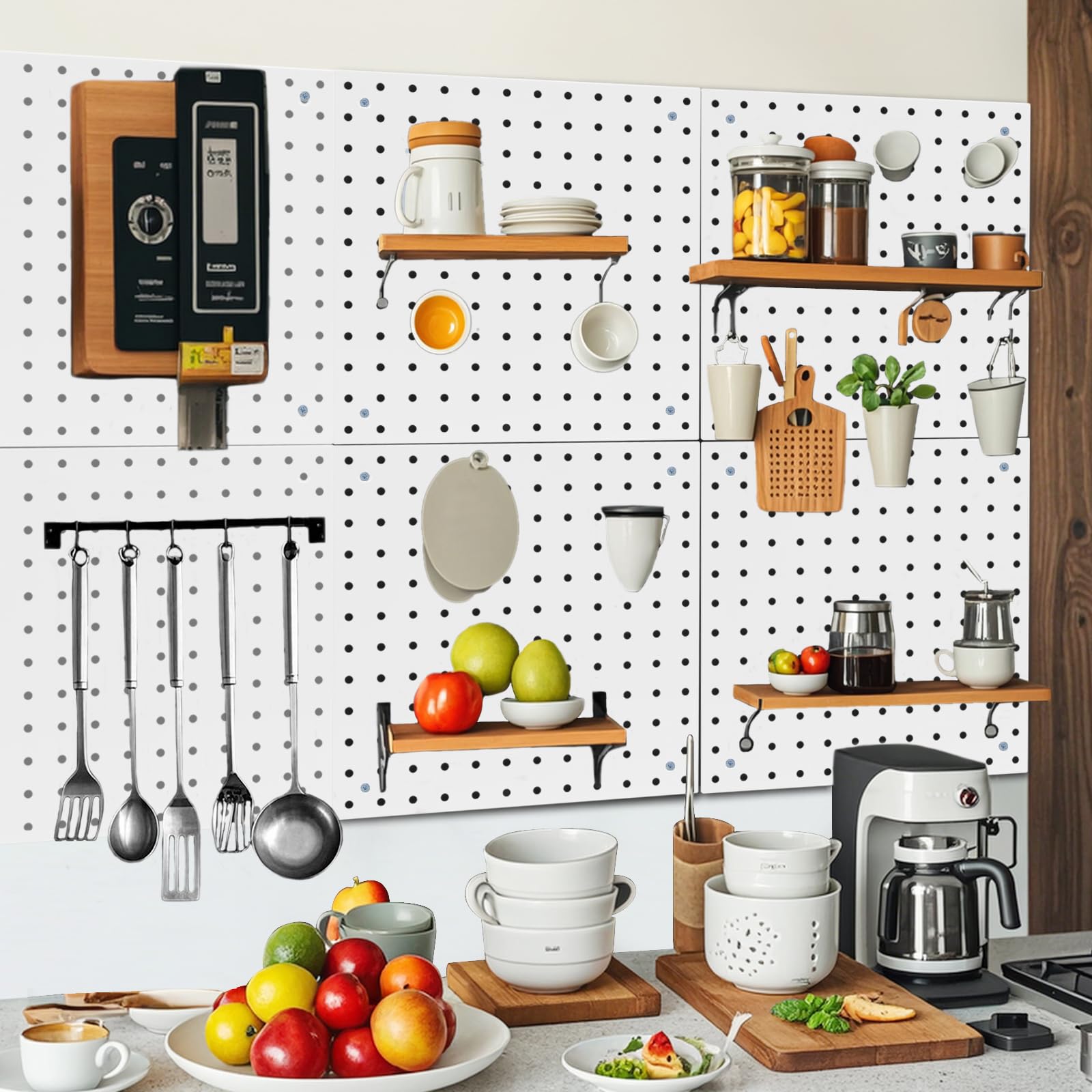 Peg Board,Steel Organization Panels, Ideal for Garage Tool Storage, Office Organization, Craft Room, Kitchen,Pack of 4 (Black, 4-12X12)