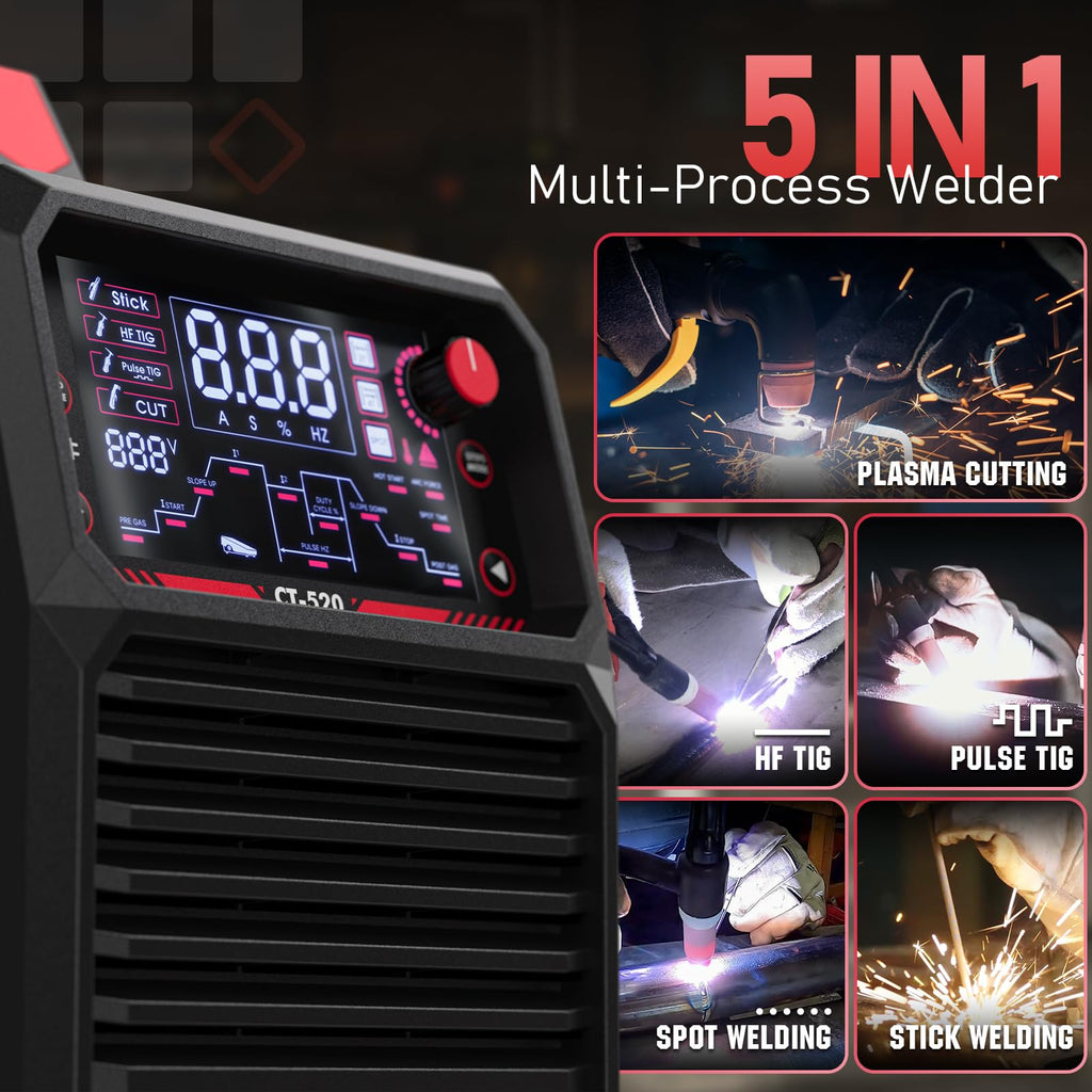 YESWELDER Plasma Cutter with Built In Air Compressor, Large LED Digital Display 55Amp 110V/220V Non-High Frequency Non-Touch Pilot Arc Plasma Cutting Machine CUT-55DS FUSION