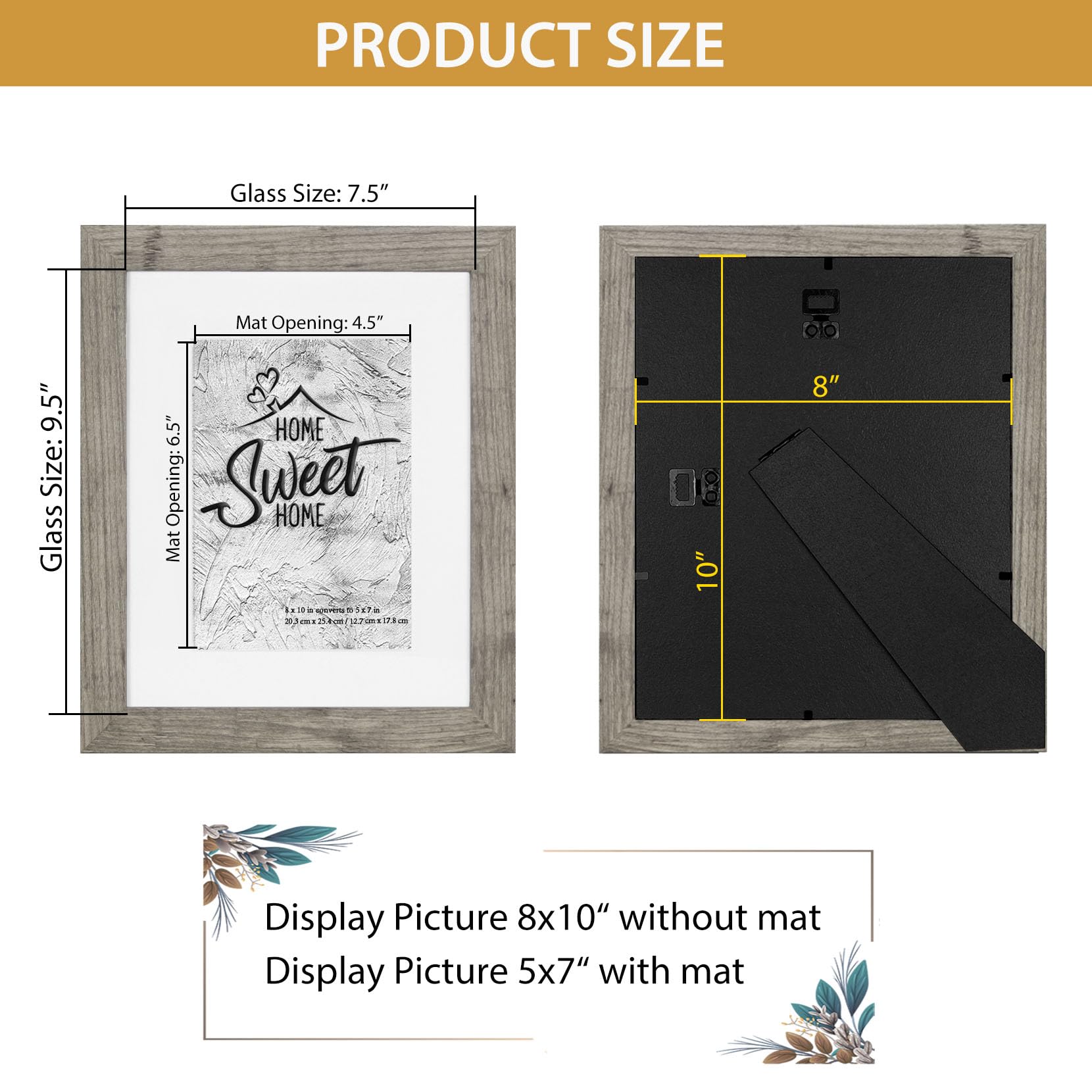 Califortree Black 11x14 Picture Frame - Display Photos 8x10 with Mat or 11x14 Without Mat - HD Glass Inside, Set of 2